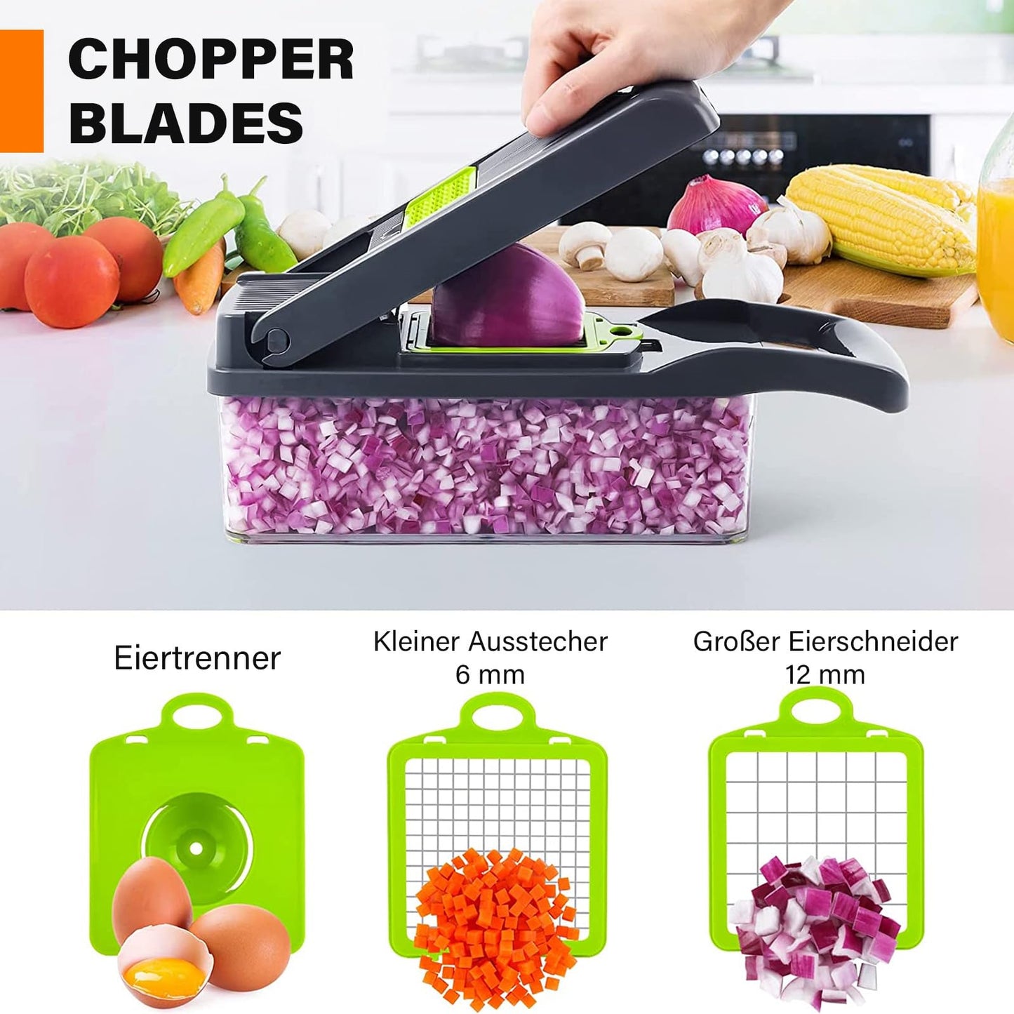 16 In 1 Vegetable Chopper, Mandoline Slicer, Vegetable Cutter, with 7 Interchangeable Blades, Dicer for Slicing Fruits, Vegetables, Carrots, Potatoes.