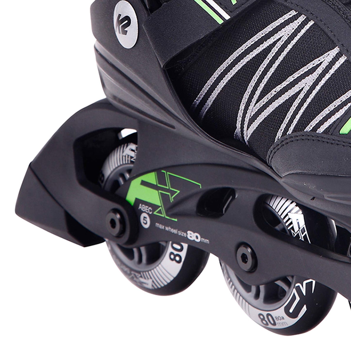 K2 Skates Men's Inline Skates F.I.T. 80, Black - Green, 30E0873.1.1.130