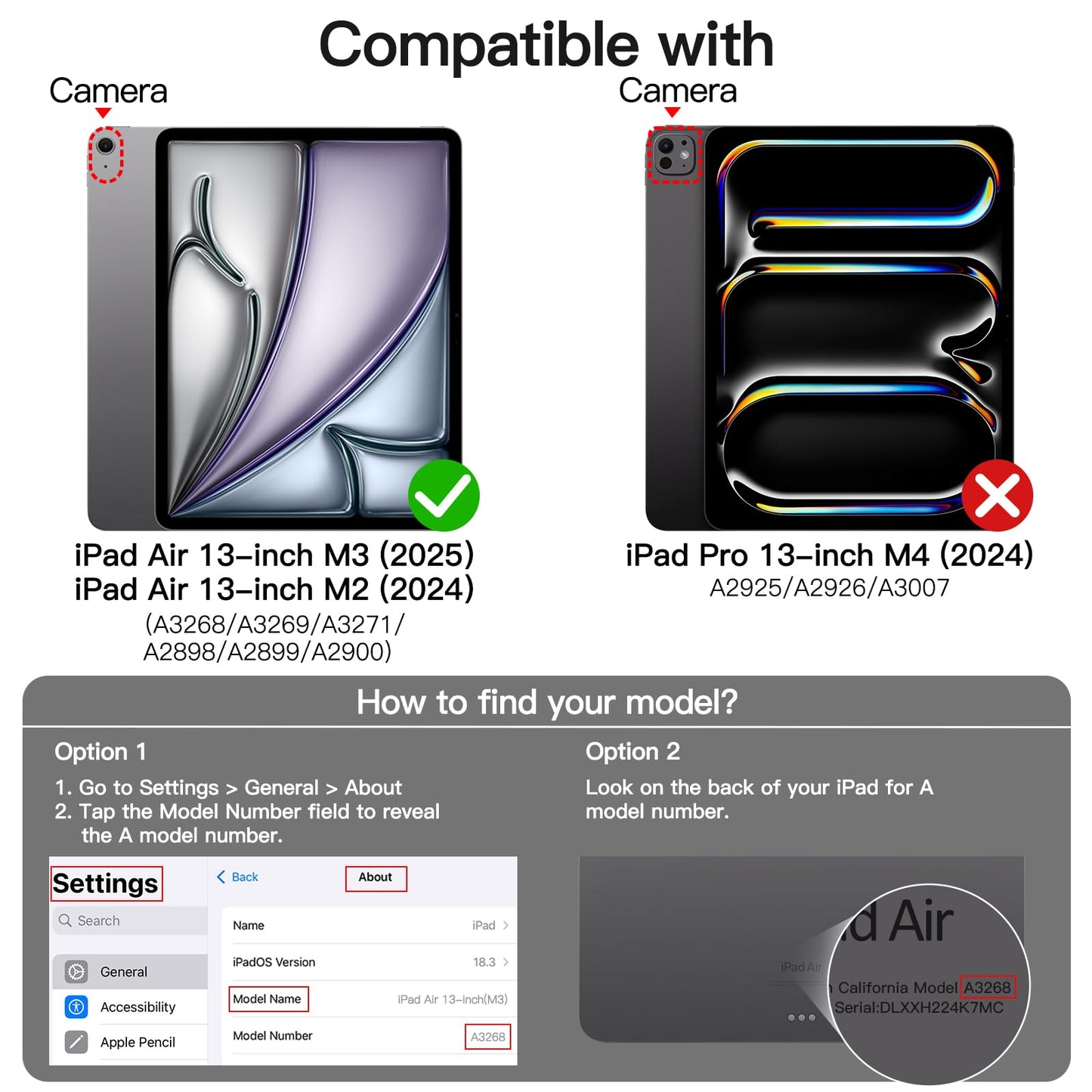 JETech case for iPad Air 13 inch M3/M2 (2025/2024) with pencil holder, Clear Transparent Back Shell Thin Stand Shockproof Tablet Cover, Auto Wake/Sleep (Black)