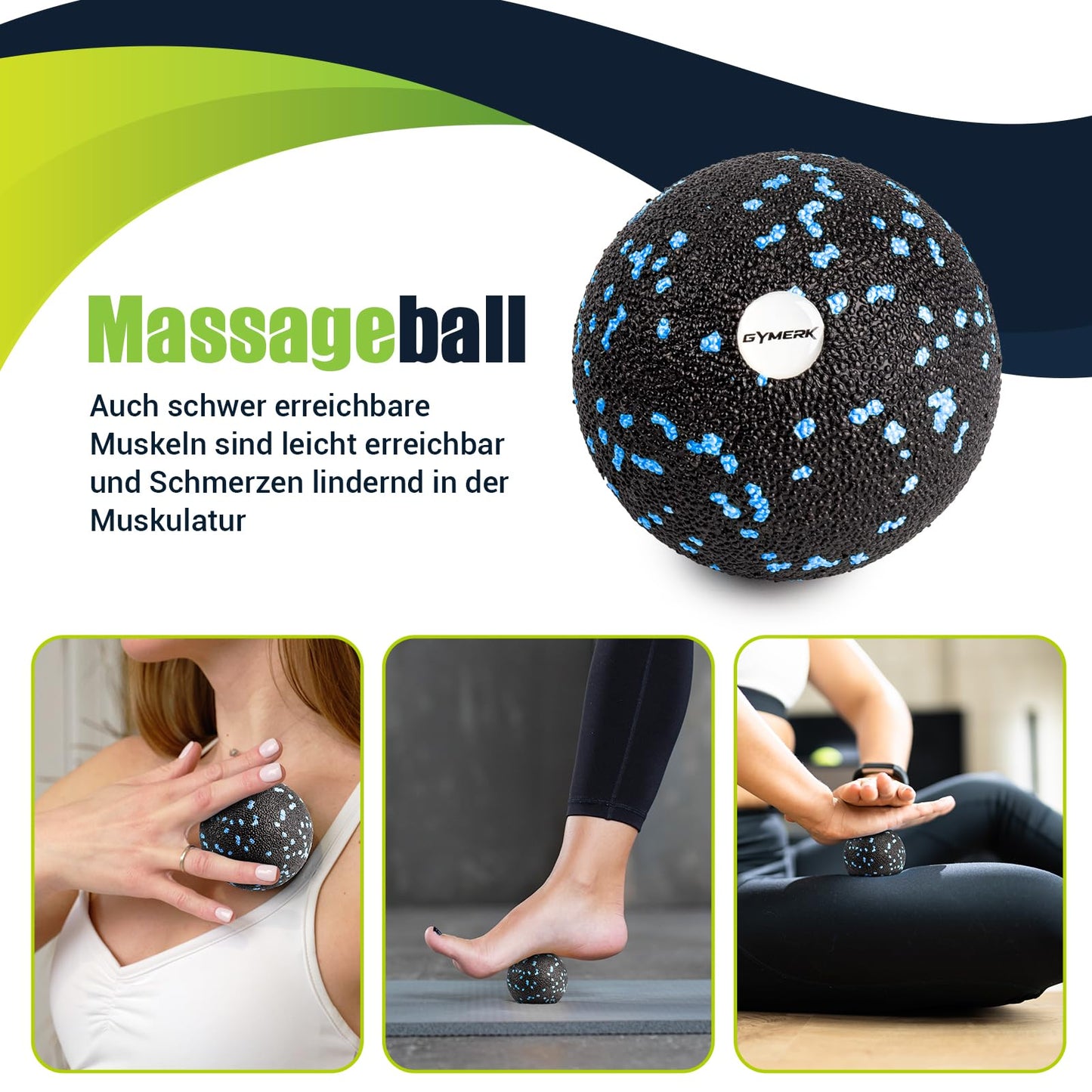 Fascia roller set with 3D texture massage. Includes instructions and poster in German. Carry bag. Yoga fascia set with fascia ball, small fascia roller, duo ball.