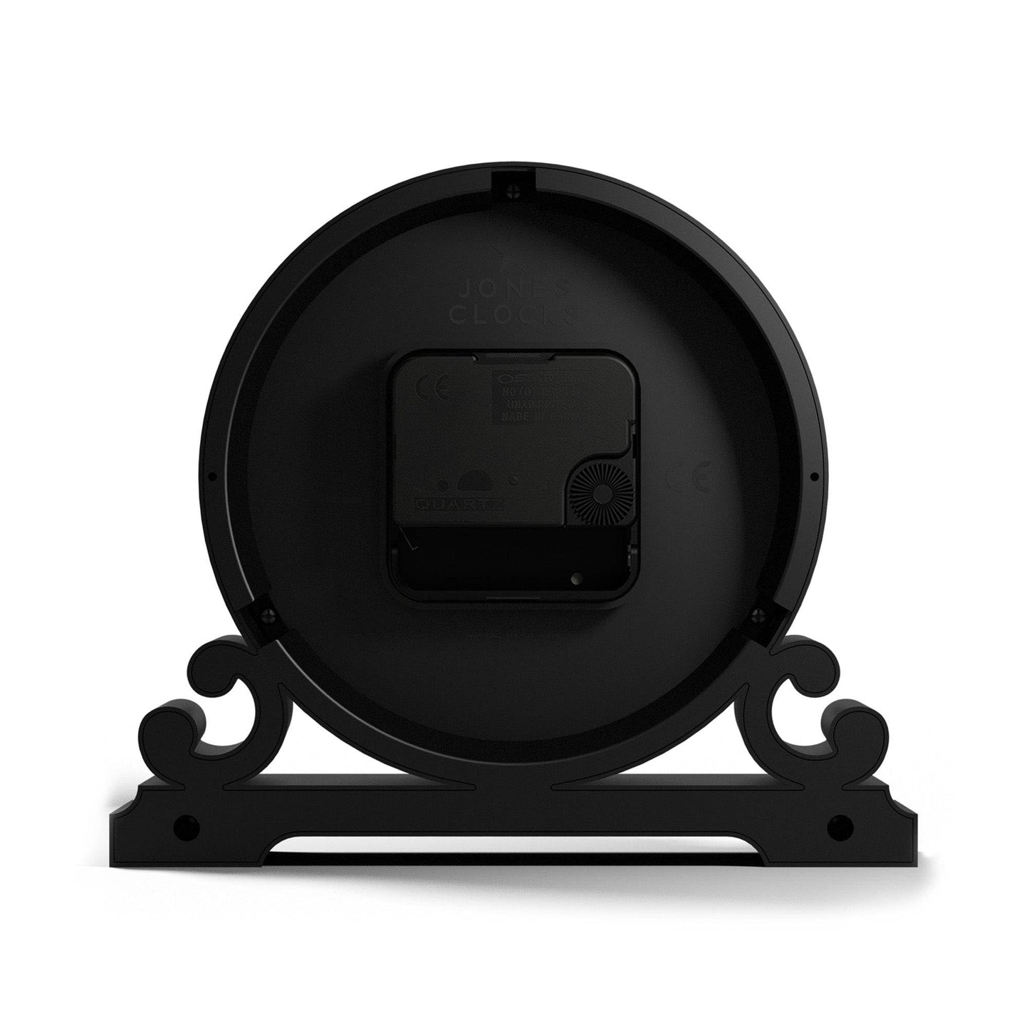 JONES CLOCKS® Saloon Mantel Clock | Traditional double bell design | Black | Roman numerals | Classic style for desk, table, shelf, or nightstand
