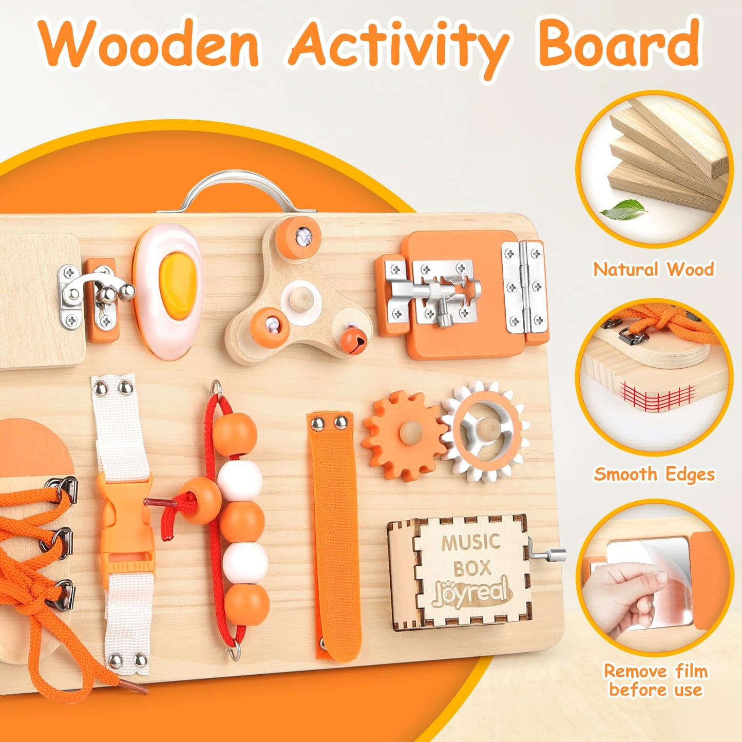 Joyreal Motor Skills Board Activity Board Montessori Toy Busy Board Montessori Board Motor Skills Toy Sensory Toy