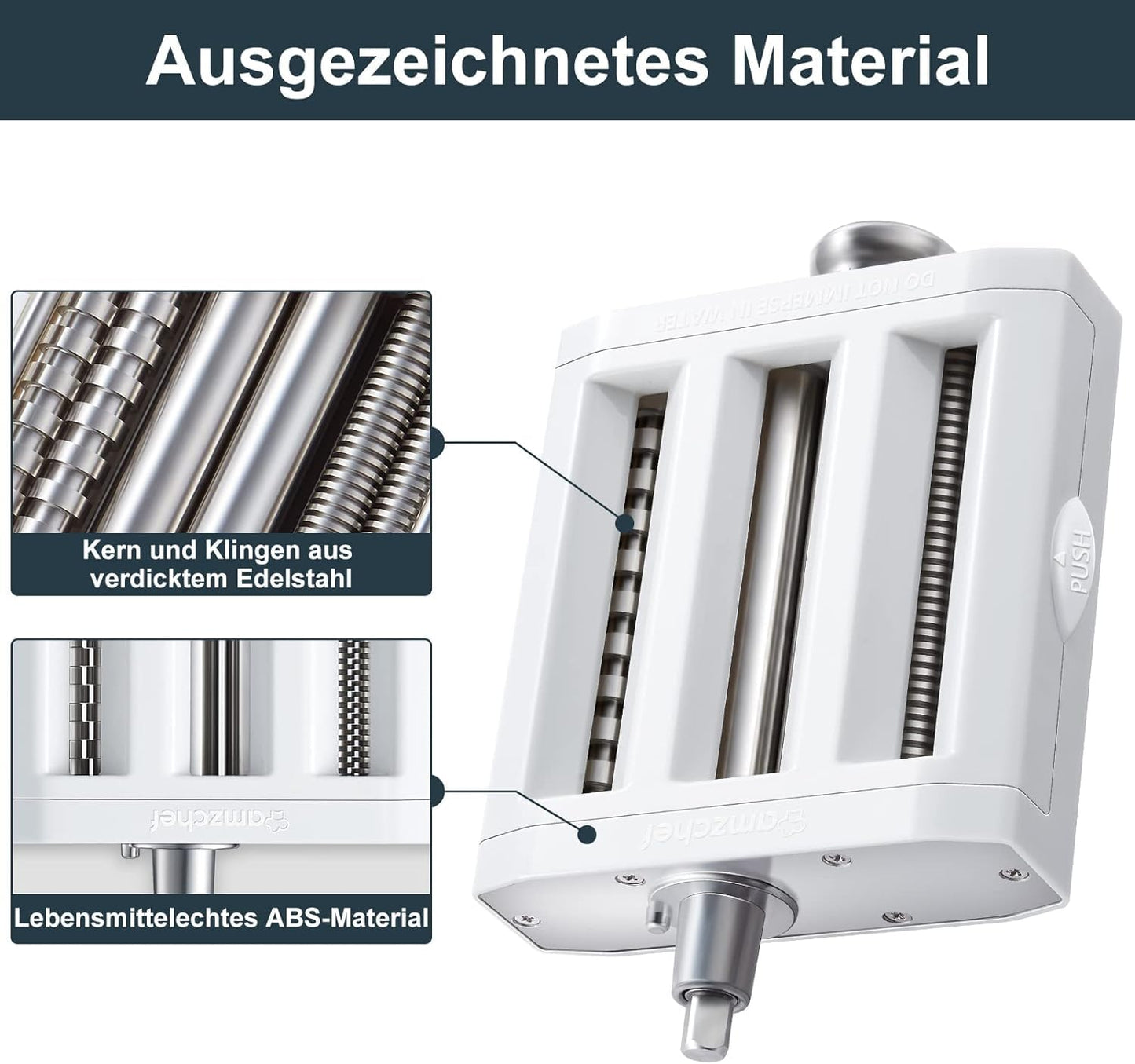 Pasta Attachment Accessories Set for KitchenAid Artisan - 3 in 1 Pasta Machine KitchenAid includes pasta roller, spaghetti cutter, fettuccine cutter (Artisan not included, Accessories only) - Pure White