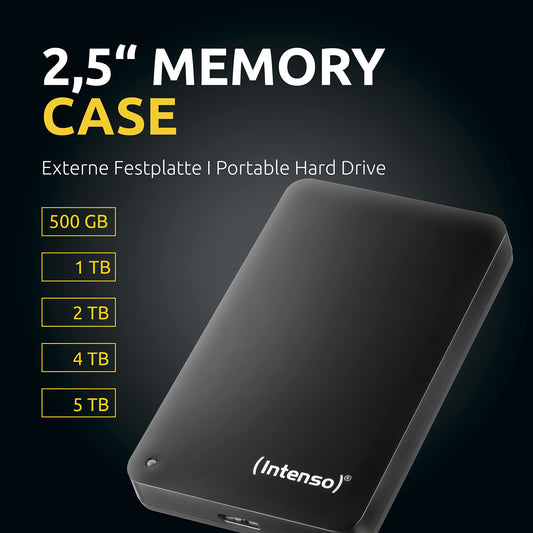 Intenso Memory Case 500 GB External Hard Drive (2.5 inch, 5400 RPM, 8 MB Cache, USB 3.0) black, 6021530