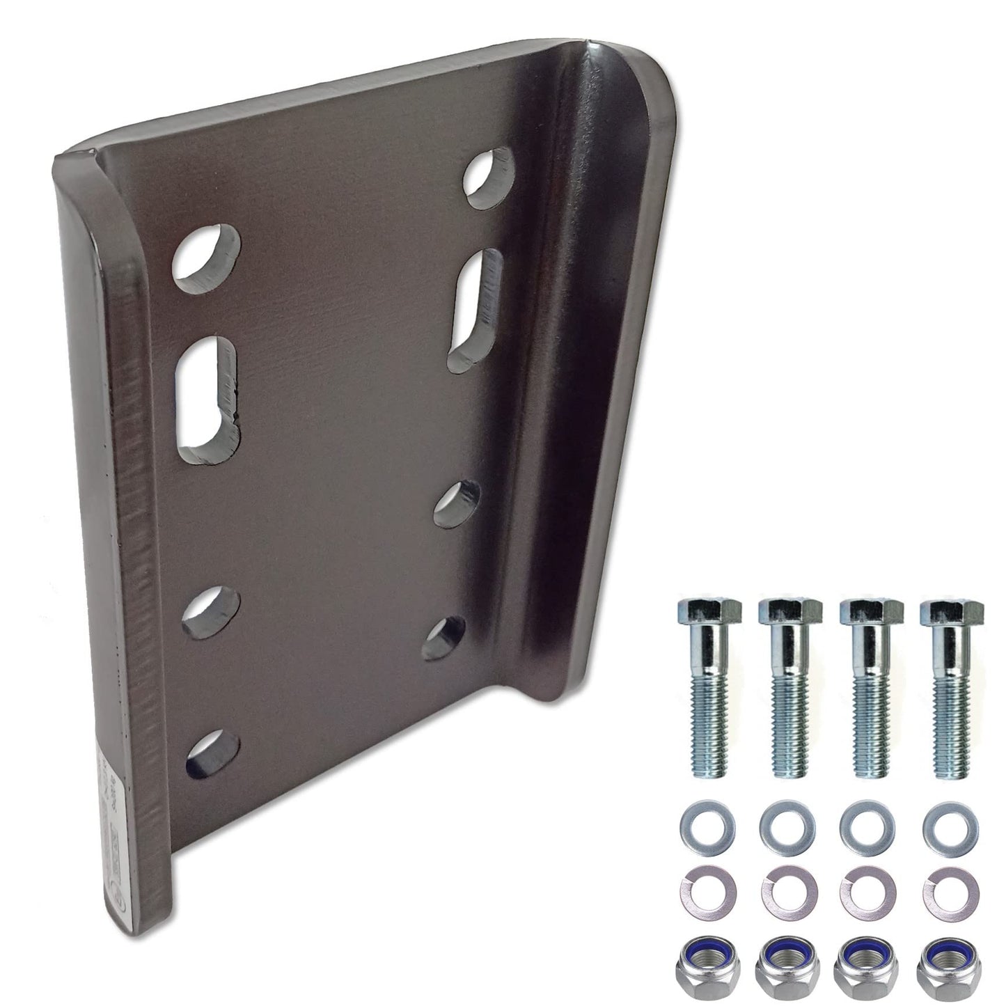 XIMPLIO Universal Adapter Plate Adjustment Ball Height Ball Adjustment Plate with ABE for Trailer Hitch Trailer Coupling AHK Screw-on Plate 2-Hole 90mm / 4-Hole 83x56mm (with Screws 4xM12)