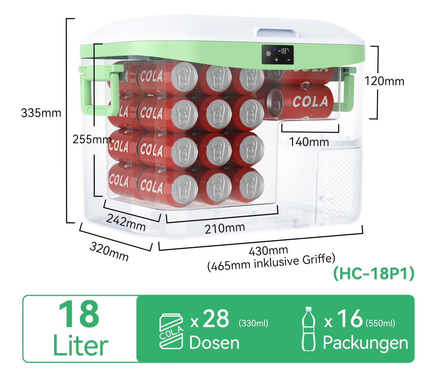BINGI Compressor Cooler 18L Portable 12V Car Fridge 12/24V DC and 230V AC Mini Freezer for Car, Truck, Camping, RV, and Home (15℃ to -18℃)