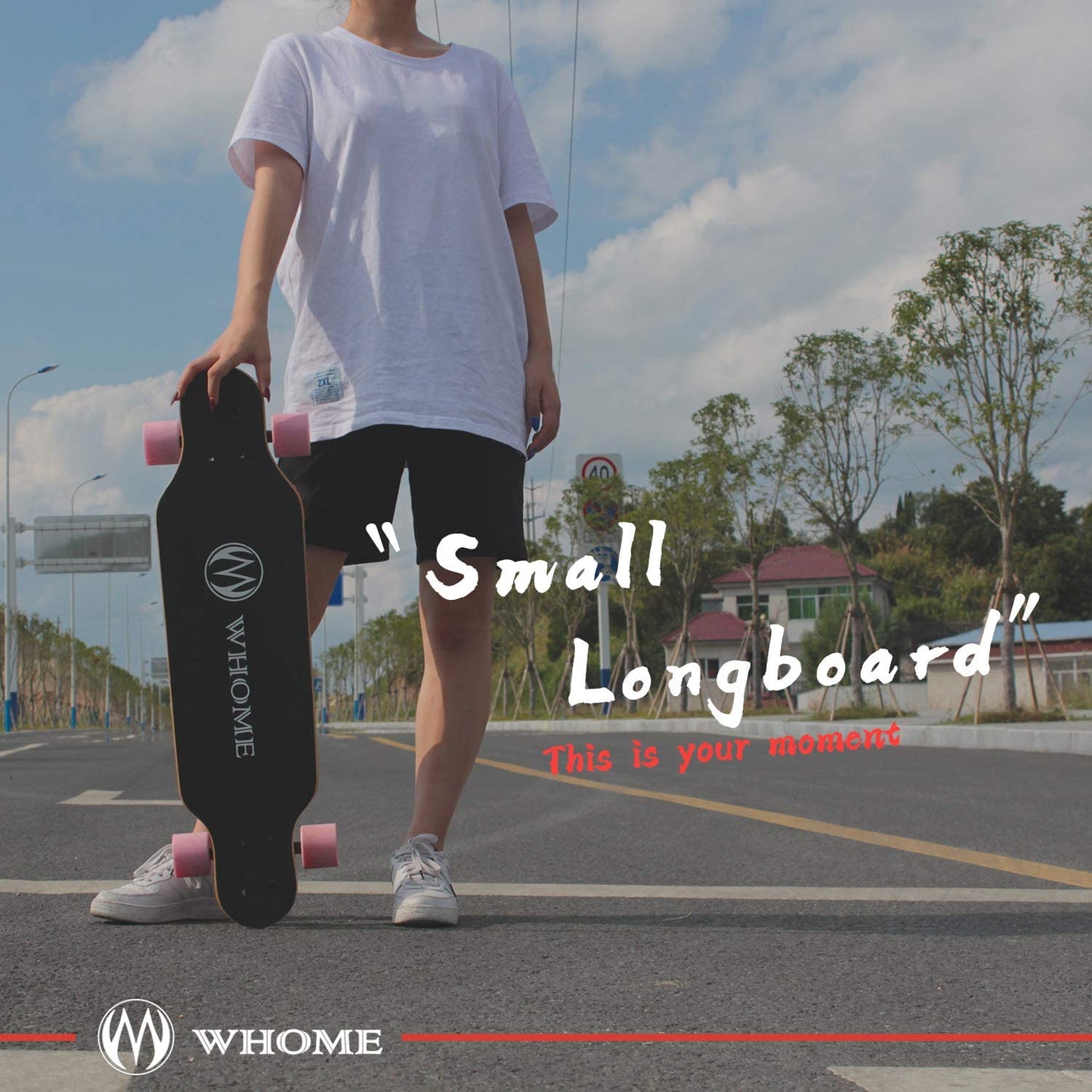 WHOME Longboards - 31 inch Small Longboard Cruising Skateboard - for adults/children girls/boys beginners/professionals including T-Tool (Deer Bird)