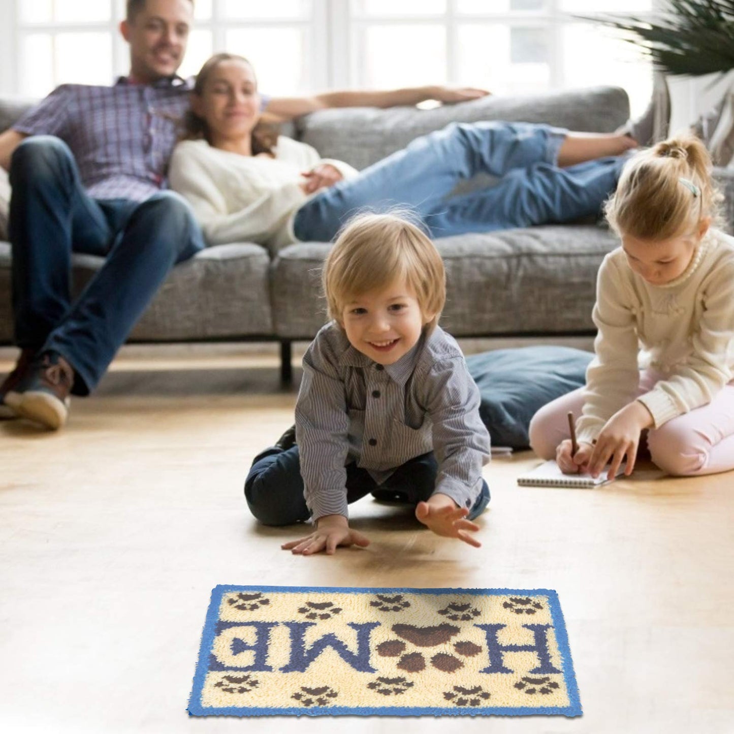 ROCKY&CHAO latch hook rug DIY kit for kids and adults (Home) 60*40cm.