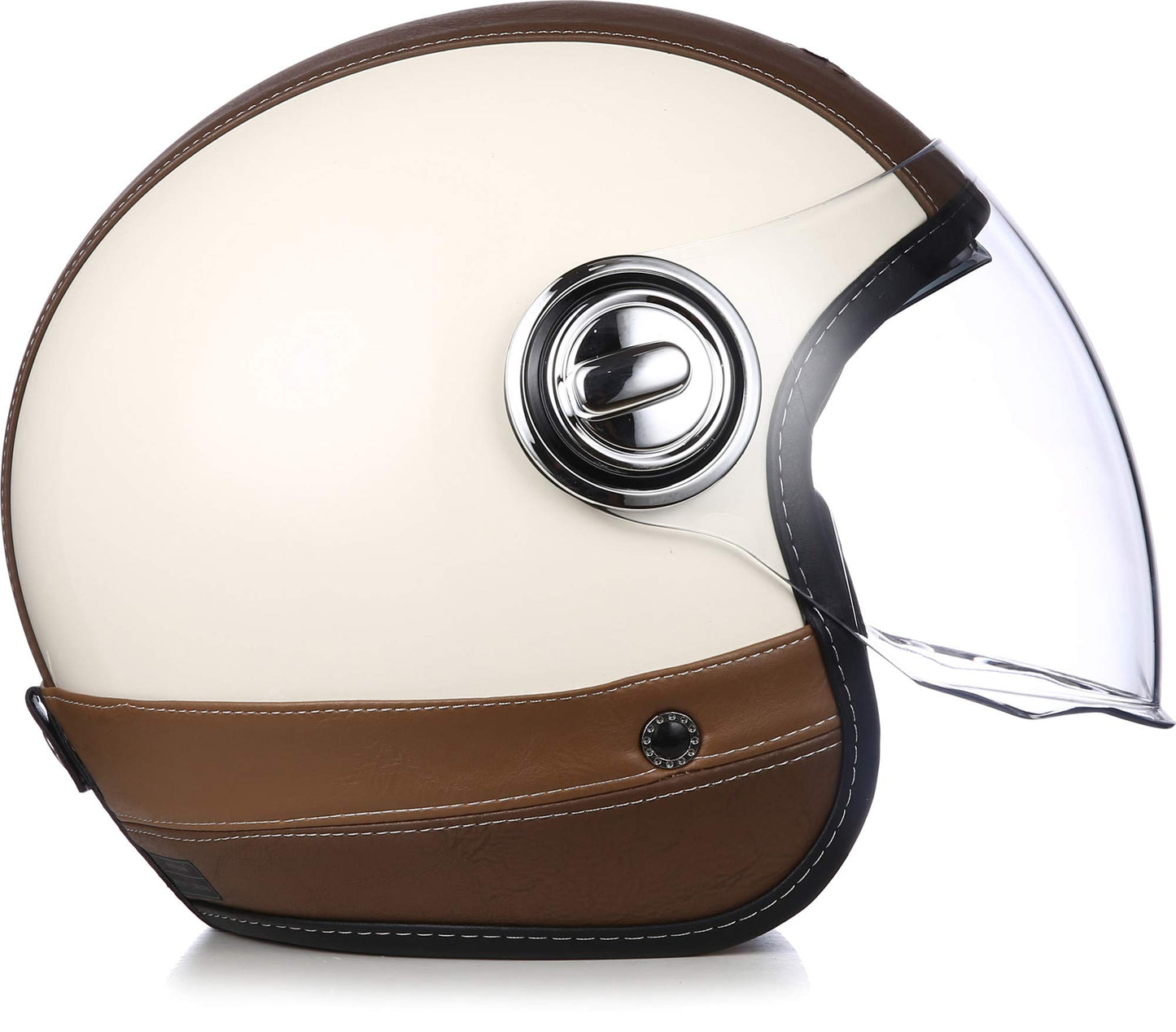 SOXON® SP-888 Pro "Urban Cream" · Jet helmet · Motorcycle helmet Scooter helmet Scooter helmet Moped helmet Chopper · ECE 22.05 Sun visor Leather design Quick release SlimShell bag XL (61-62cm)