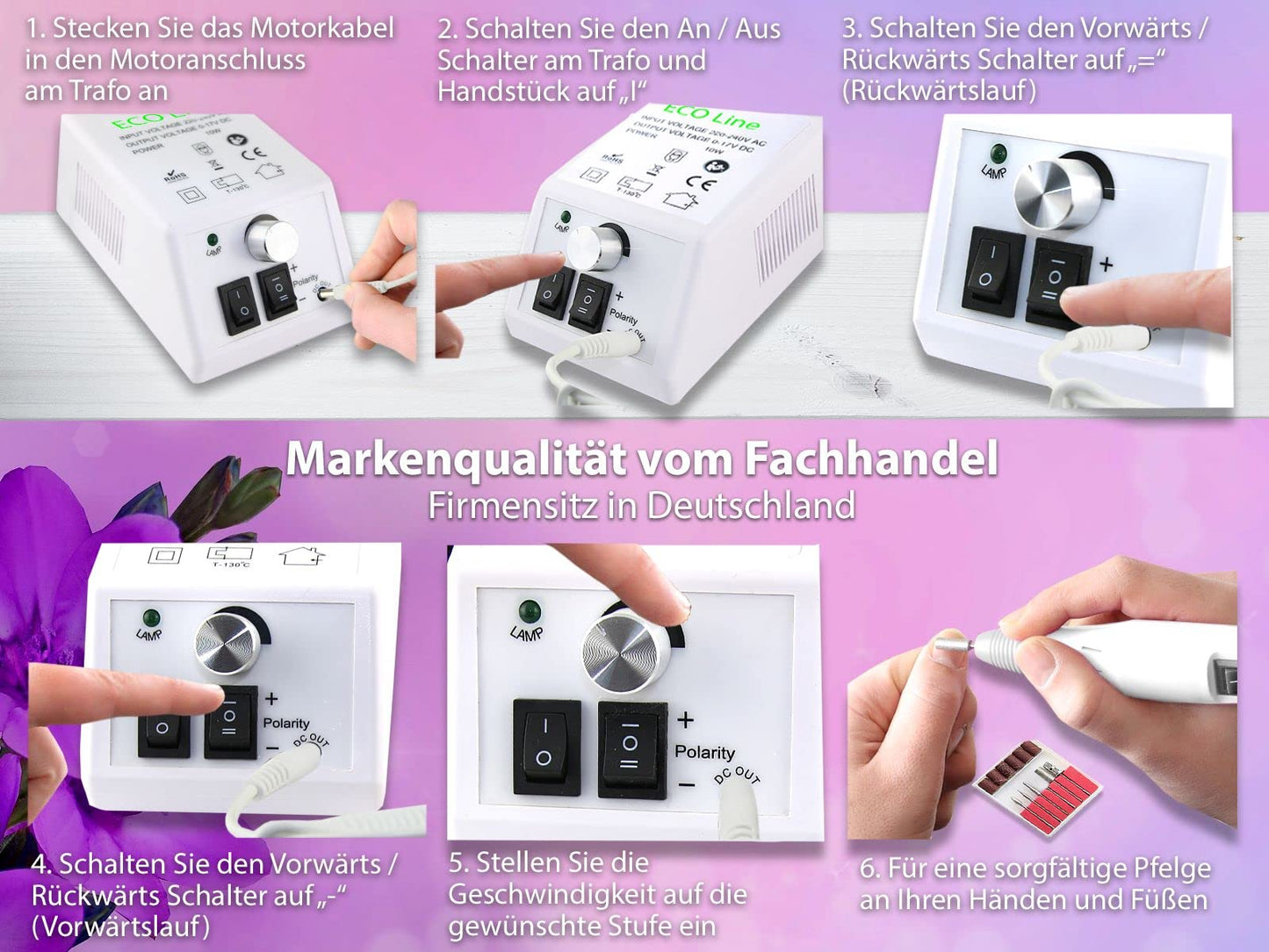 InstrumentsNRW Foot care device Callus remover Special foot care set for milling pedicure as a set with diamond grinder and sanding caps
