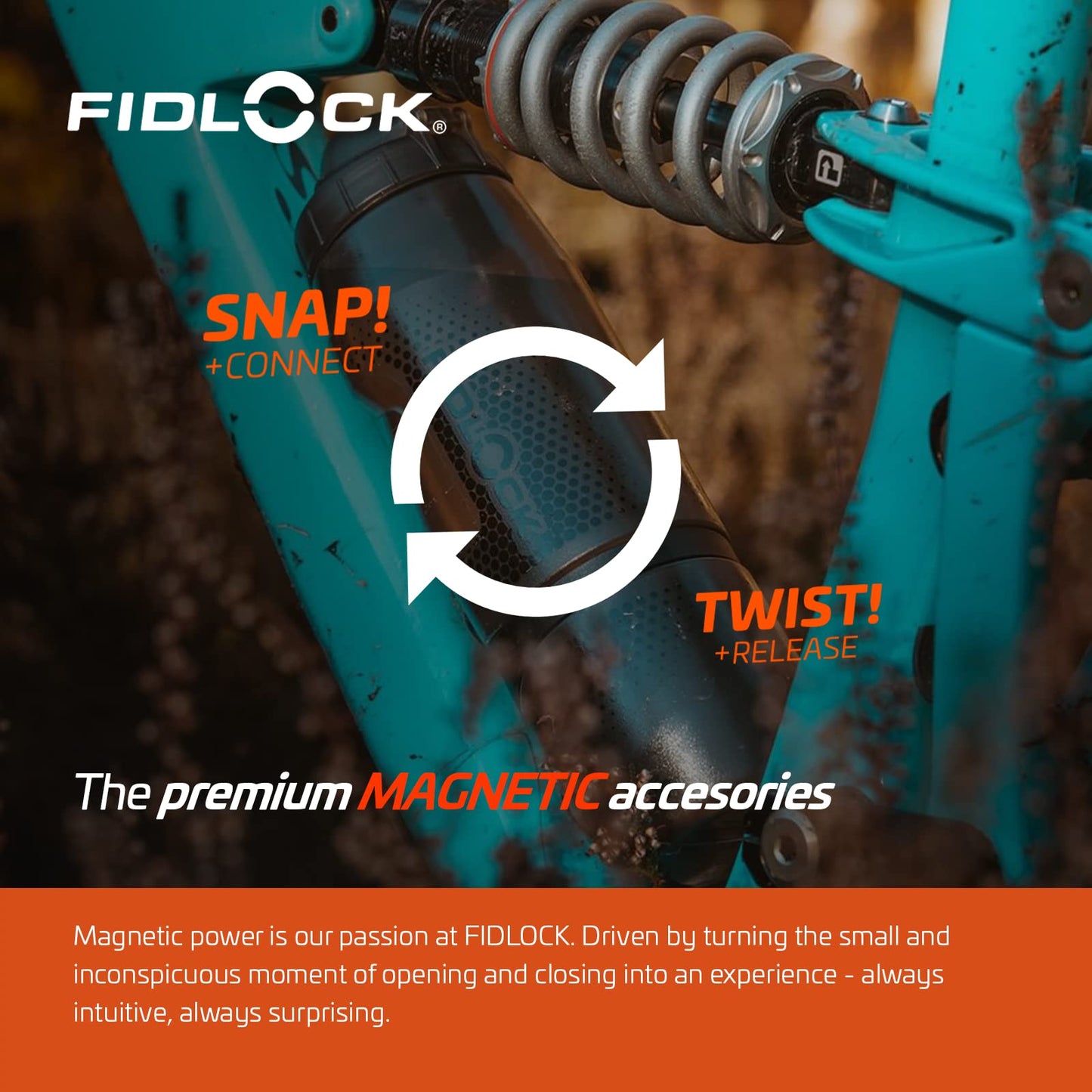 Fidlock Twist Bottle 800 Ml + Bike Base Grey - Innovative magnetic bike bottle incl. 800 ml size - Color Transparent