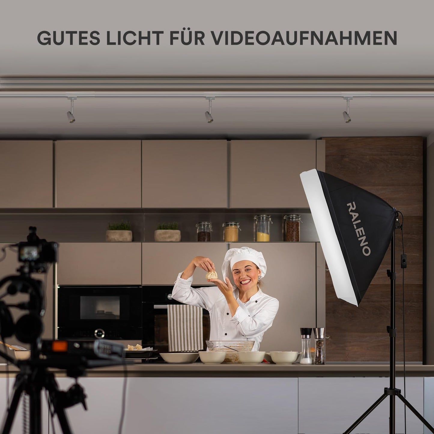 RALENO Softboxes, 2 x 50W LED Softbox Photo Studio Set, 2 x 50 x 50 cm Photo Light with 5500K Bulb and Stand for Portrait Photography, Game Streaming, YouTube Video Photography