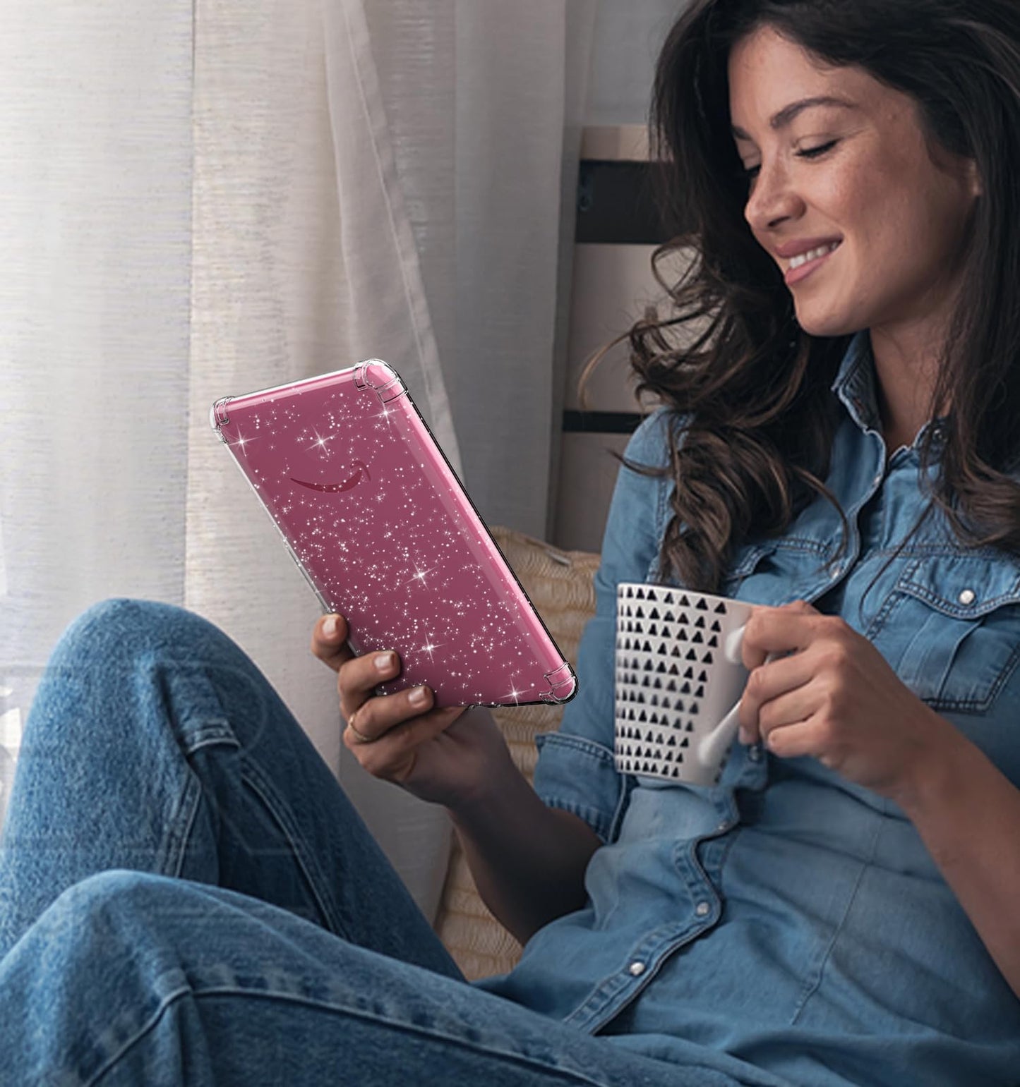 MoKo case for 7" Kindle Paperwhite(12th Gen) 2024 and Kindle Colorsoft Signature Edition (1st Gen), Ultra-thin Soft TPU Clear Back Case Transparent, Clear Glitter