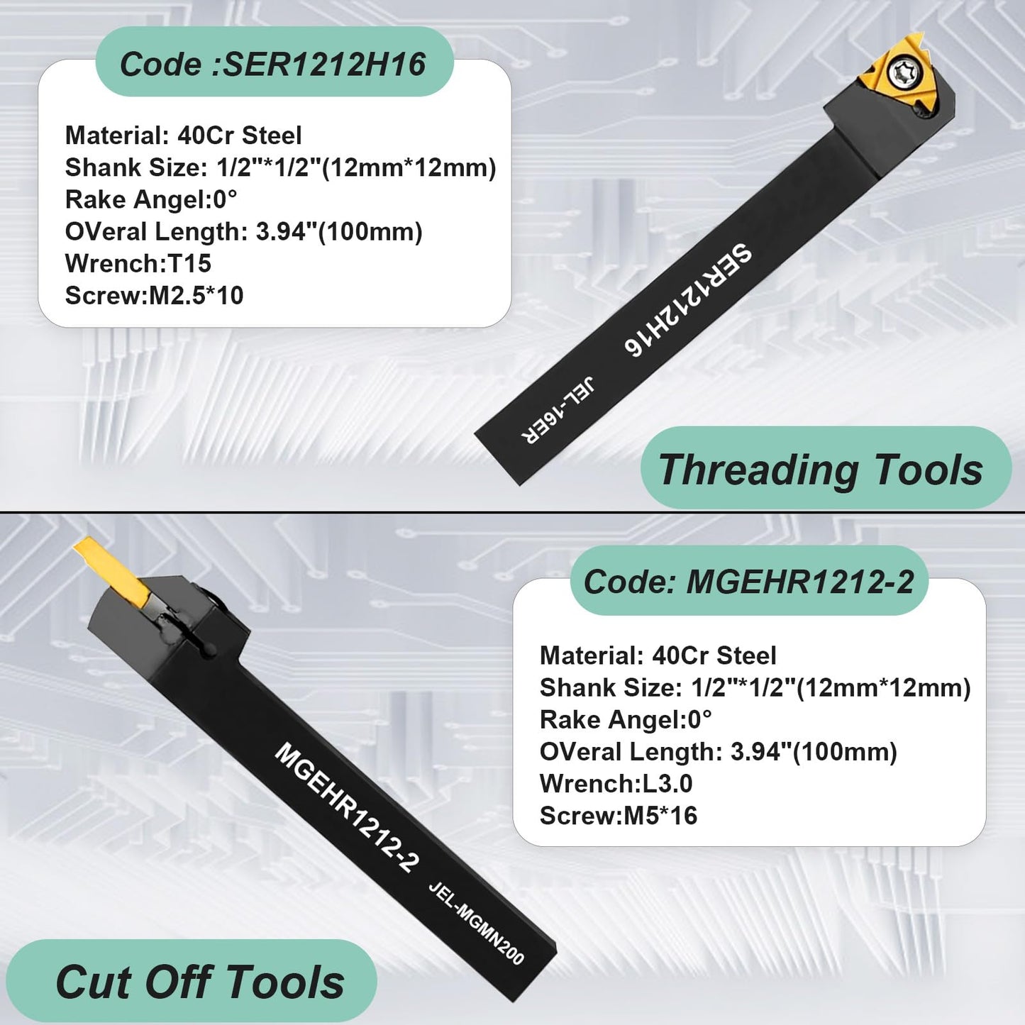 21 pieces of turning tools with indexable inserts boring bar turning tool holder set, 7 x lathe holder, 7 x carbide inserts, 7 x wrenches (12 mm)