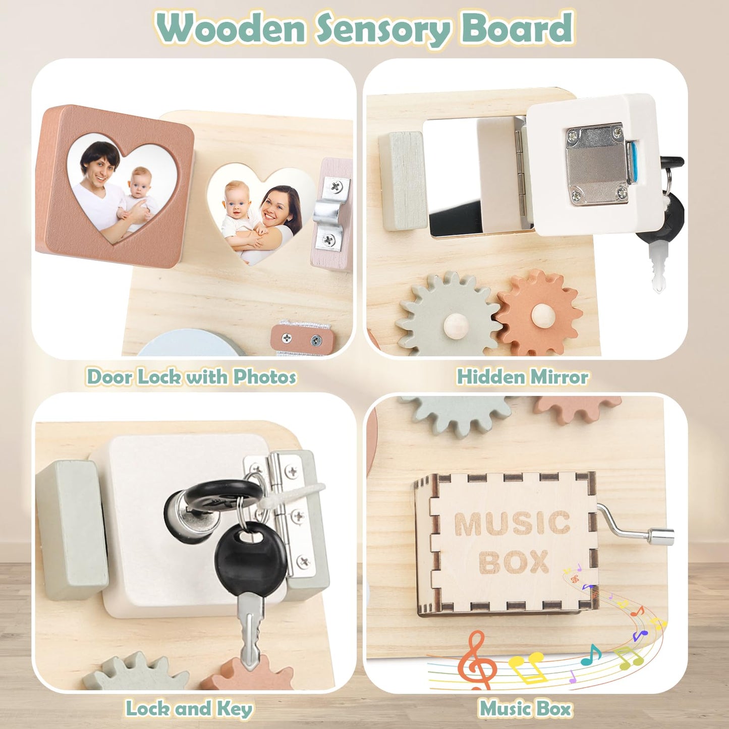 Joyreal Montessori Activity Board - Busy Board Motor Skills Montessori Toy Board Motor Skills Toy Sensory Board