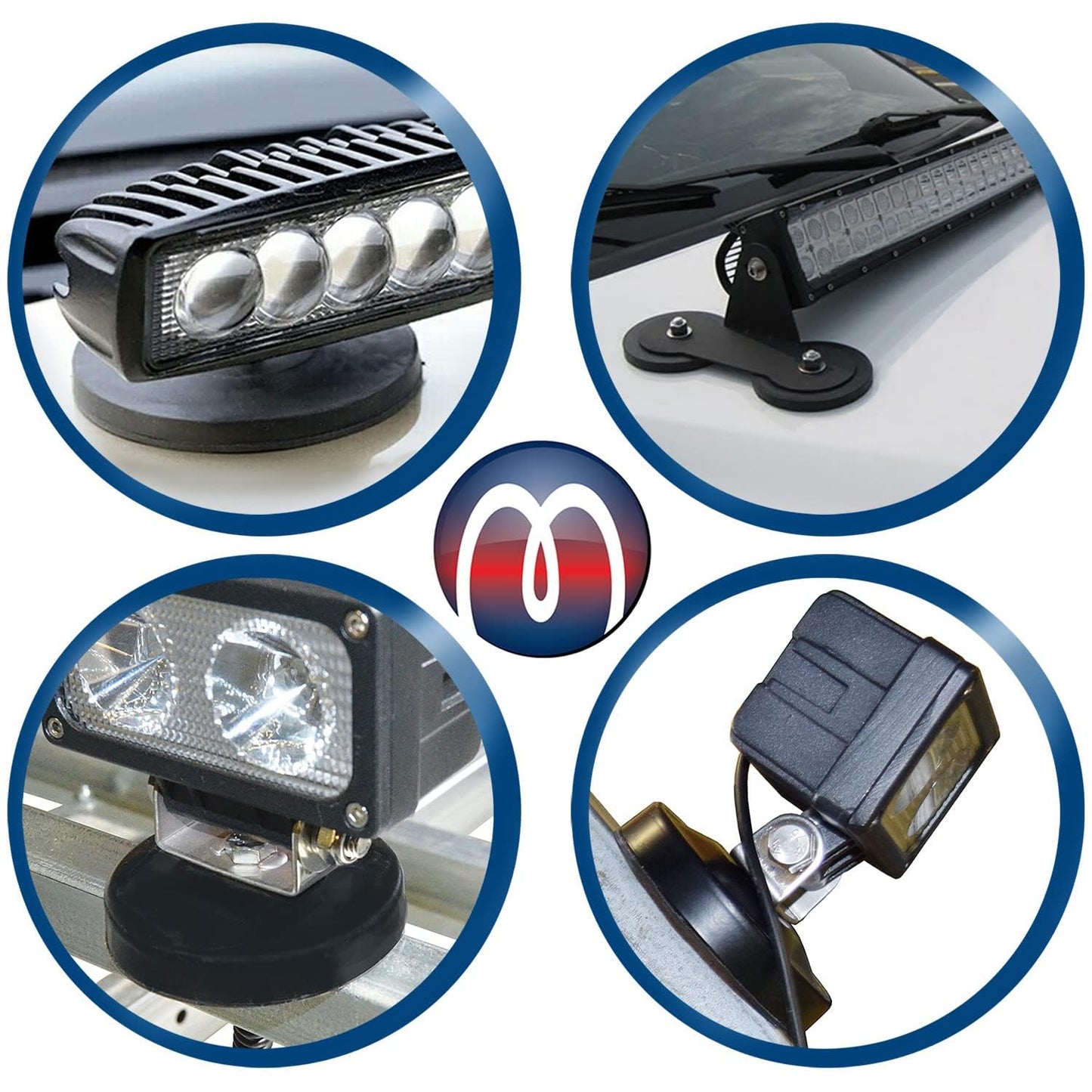 2 x Neodymium magnet system rubberized Ø 88 mm threaded stud (external thread) M8 - adhesive force 55 kg - 2 pieces - Strong magnets with rubber coating - Anti-slip coating