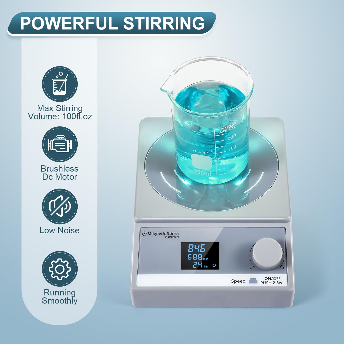 ANZESER magnetic stirrer with timer, 3.5L digital magnetic stirrer, magnetic stirring plate with LCD display.