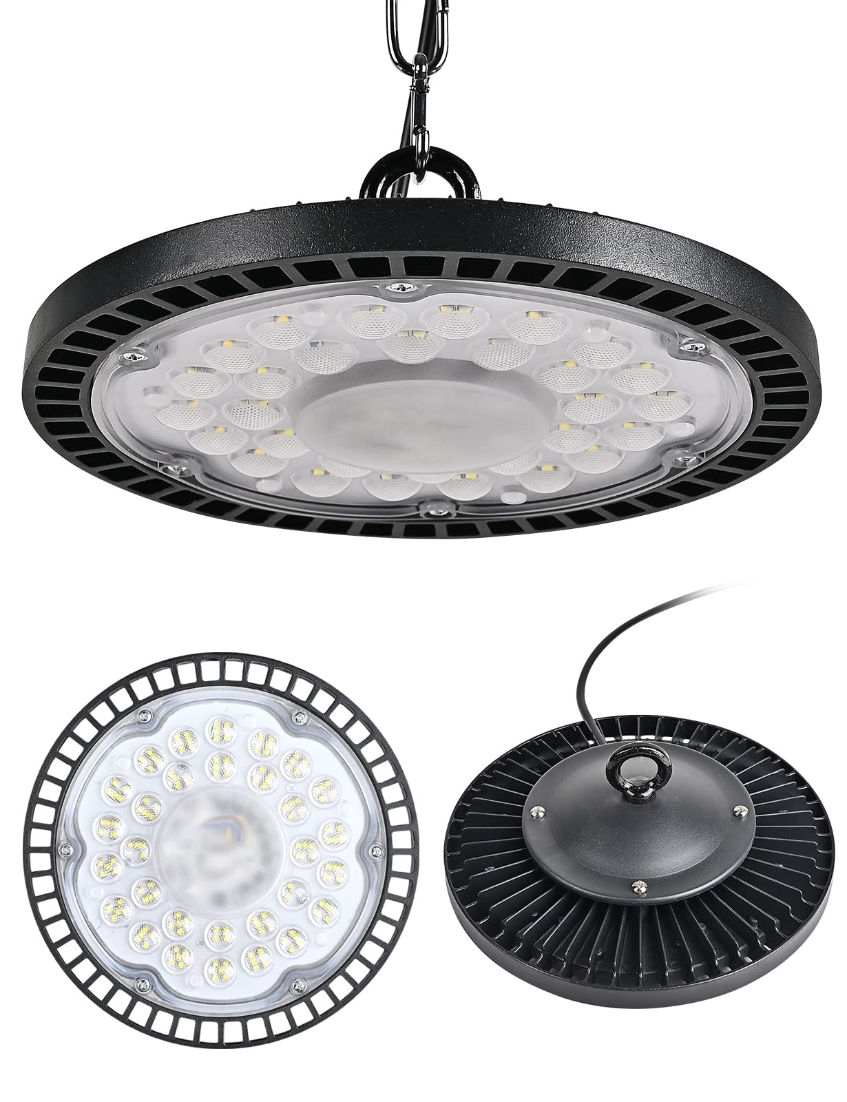 Guidance LED UFO Industrial Lamp, 100W LED High Bay Light Super Bright 10000LM Warehouse Lighting Led, IP65 Waterproof 6000-6500K Cool White LED Workshop Lighting for Garage Factory (1pcs, 100W)