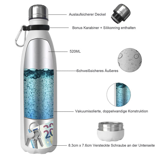 Gifts for Mom Gift, Best Mom in the World - Stainless Steel Water Bottle, Insulated Water Bottle with Storage Box for Headphones, Money, Stash Can Metal Travel Safe for Home, Office, Hotel, Beach
