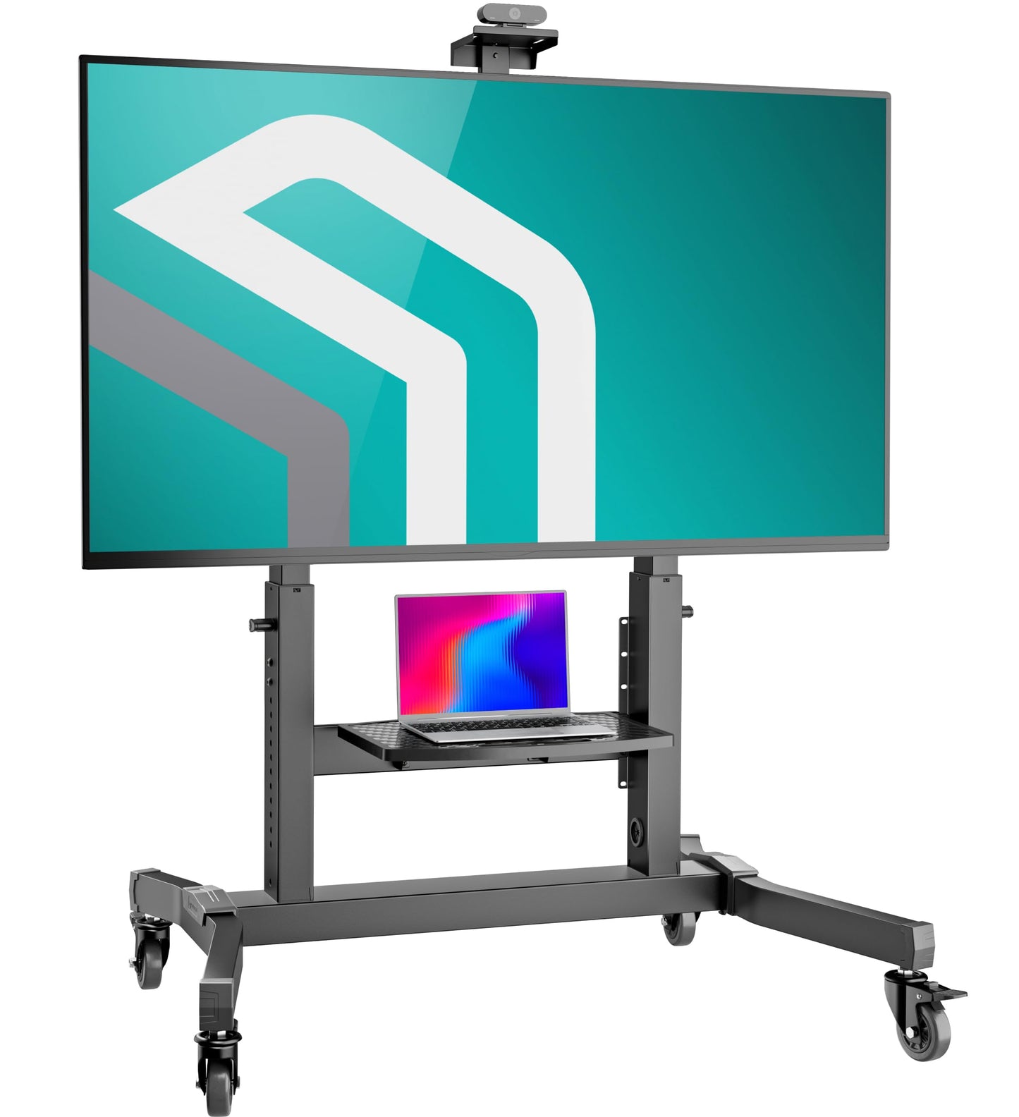 ONKRON TV Stand on Wheels for 50-100 inch TVs, maximum weight up to 130 kg, professional TV cart stand with adjustable height, max VESA 1000x600, tiltable TV stand with wheels in black TS1991-B