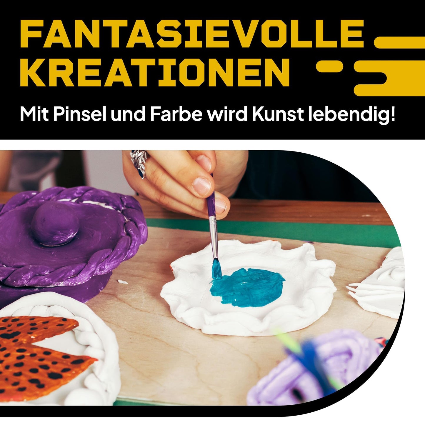 DIBYS Pottery Set for Home | Starter with Modeling Tools, Air Drying Clay in White, Colors & Brushes | DIY Pottery for Kids & Adults | Creative | Gift Ideas