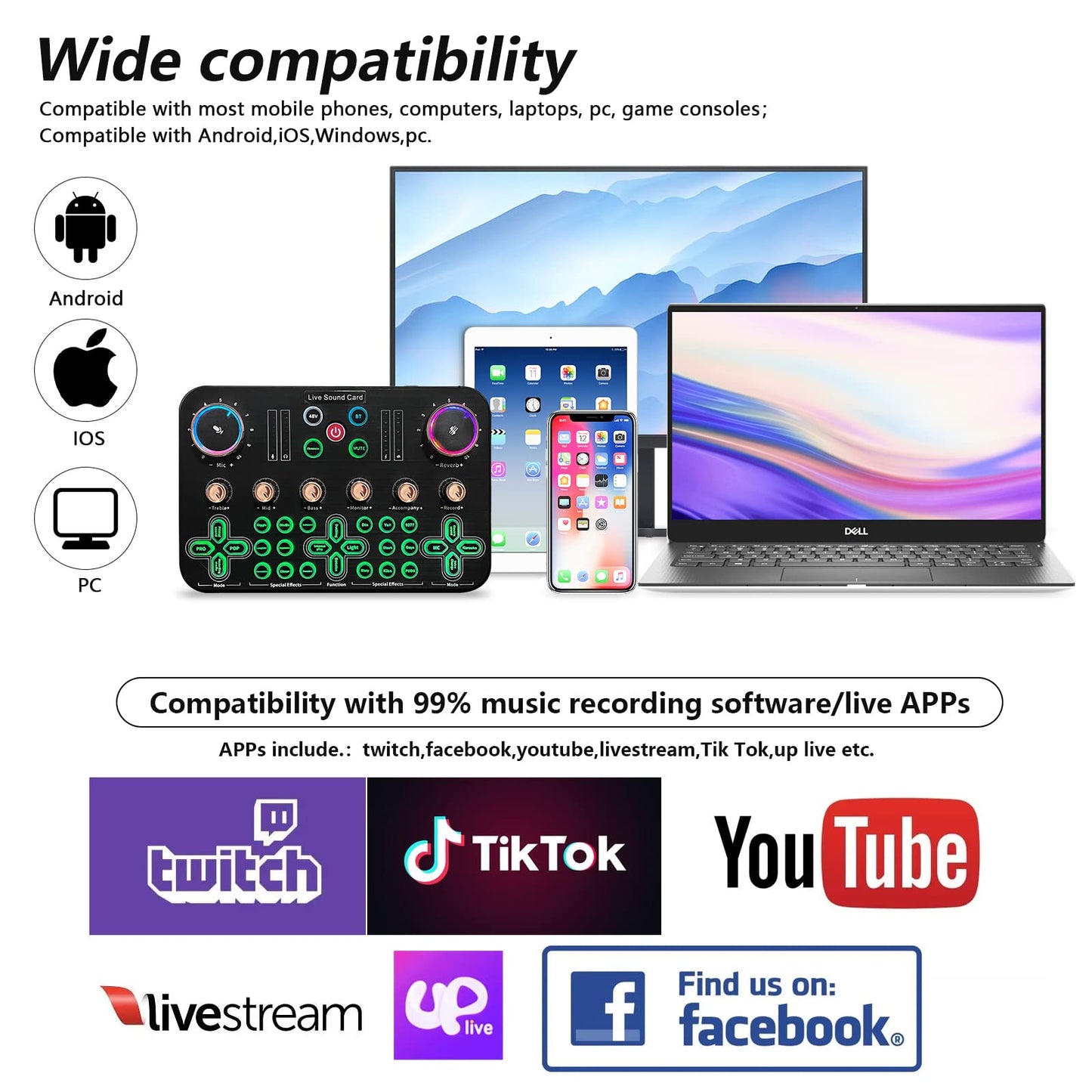 ALLWIN Streaming Microphone, Podcast Microphone Set K600 DJ Mixer Audio Interface With XLR Cardioid Condenser Microphone Podcast Production Studio For Live Streaming/PC/Recording