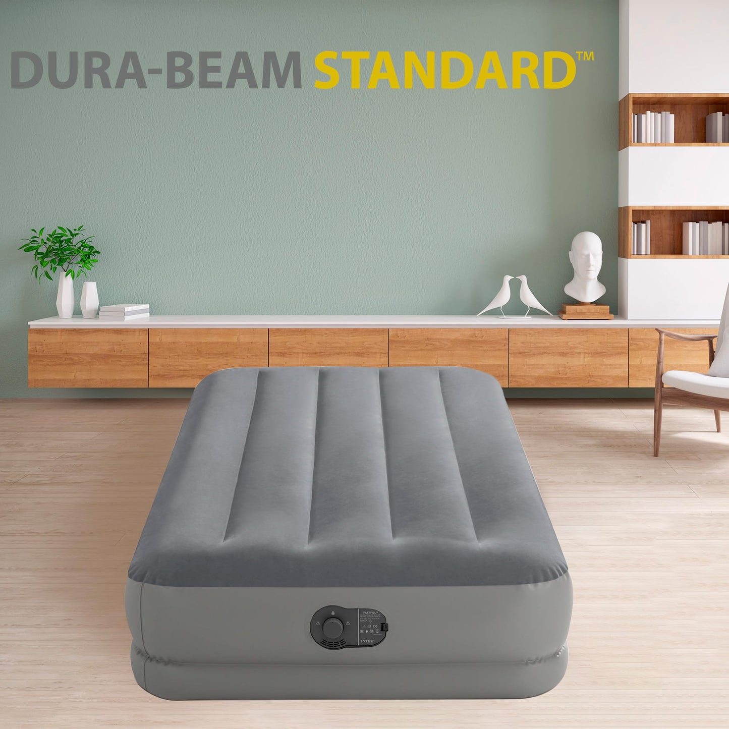 Intex Twin Dura-Beam Prestige Airbed with Fastfill USB Pump, Inflated Size: 39" x 75" x 12" (64112)