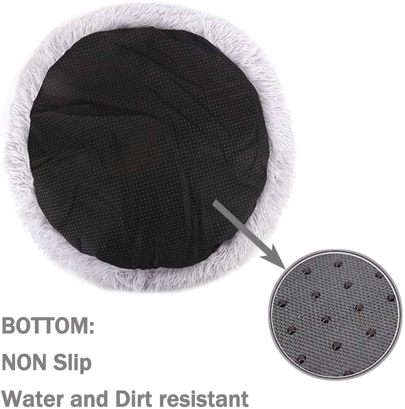 Wuudi bed for cat, dog cushion fluffy cat bed set with blanket, round cat bed plush dog bed 2 pieces soft warm pet bed + pet blanket for cats and small (light gray)