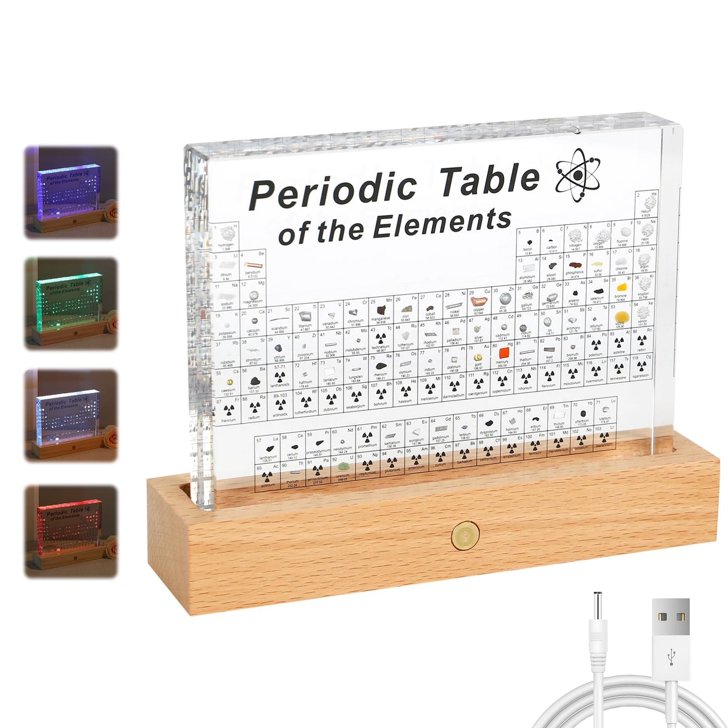 MENAYODA Large Periodic Table with Real Element Samples Inside, Acrylic Periodic Table of 83 Elements, Periodic Table Display for Students, Teachers, Kids, Gifts, Crafting, Decoration