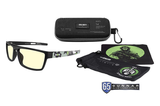 Gunnar Gaming and Computer Glasses | Model: Call of Duty Tactical Edition, Lens Color: Amber (Blocks 65% Blue Light & 100% UV Light) | Anti-Blue Light Glasses | Patented Lens