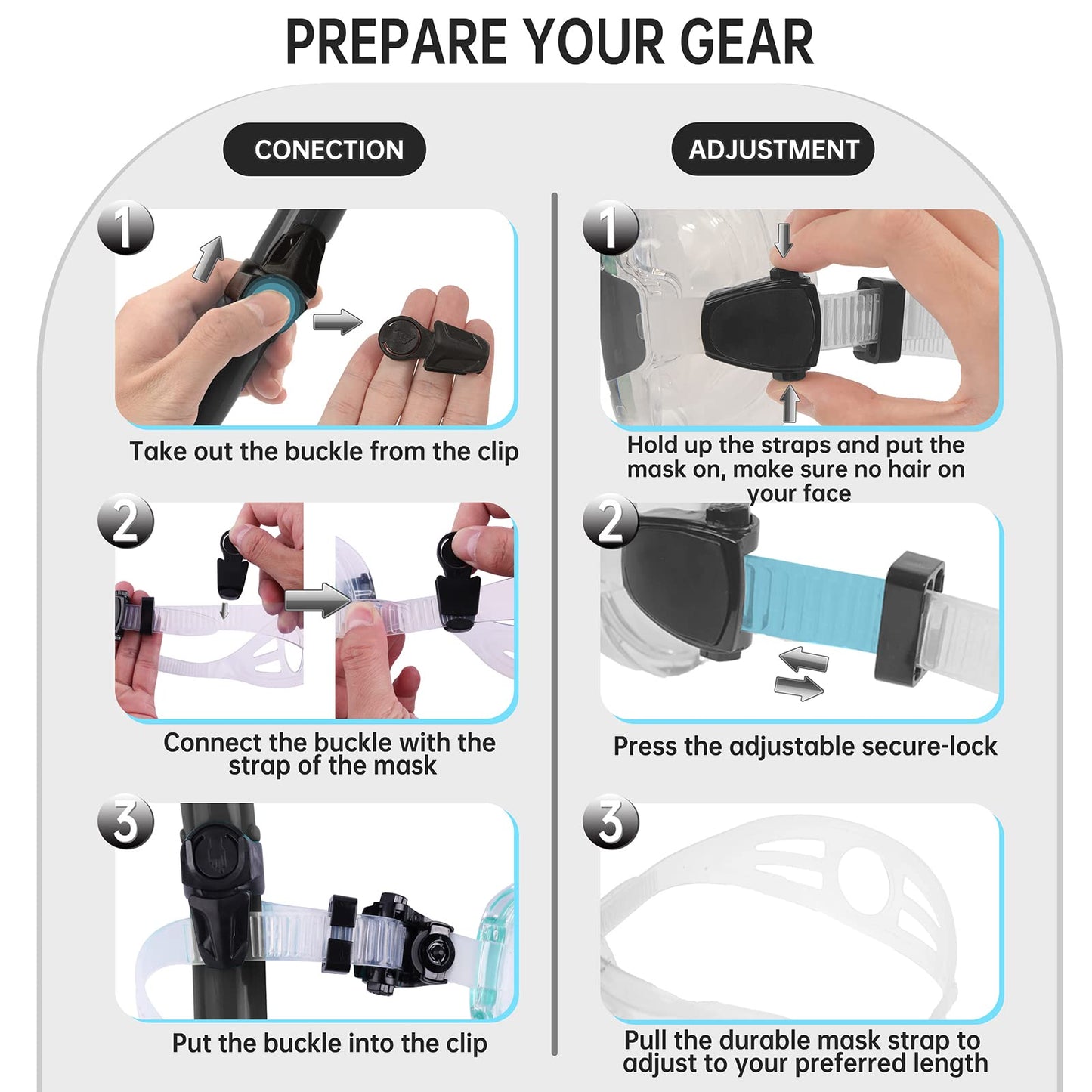 Arlierss diving mask, snorkel set with snorkel and diving mask, 180° panoramic HD tempered glass anti-fog anti-leak premium dry snorkel for adults.