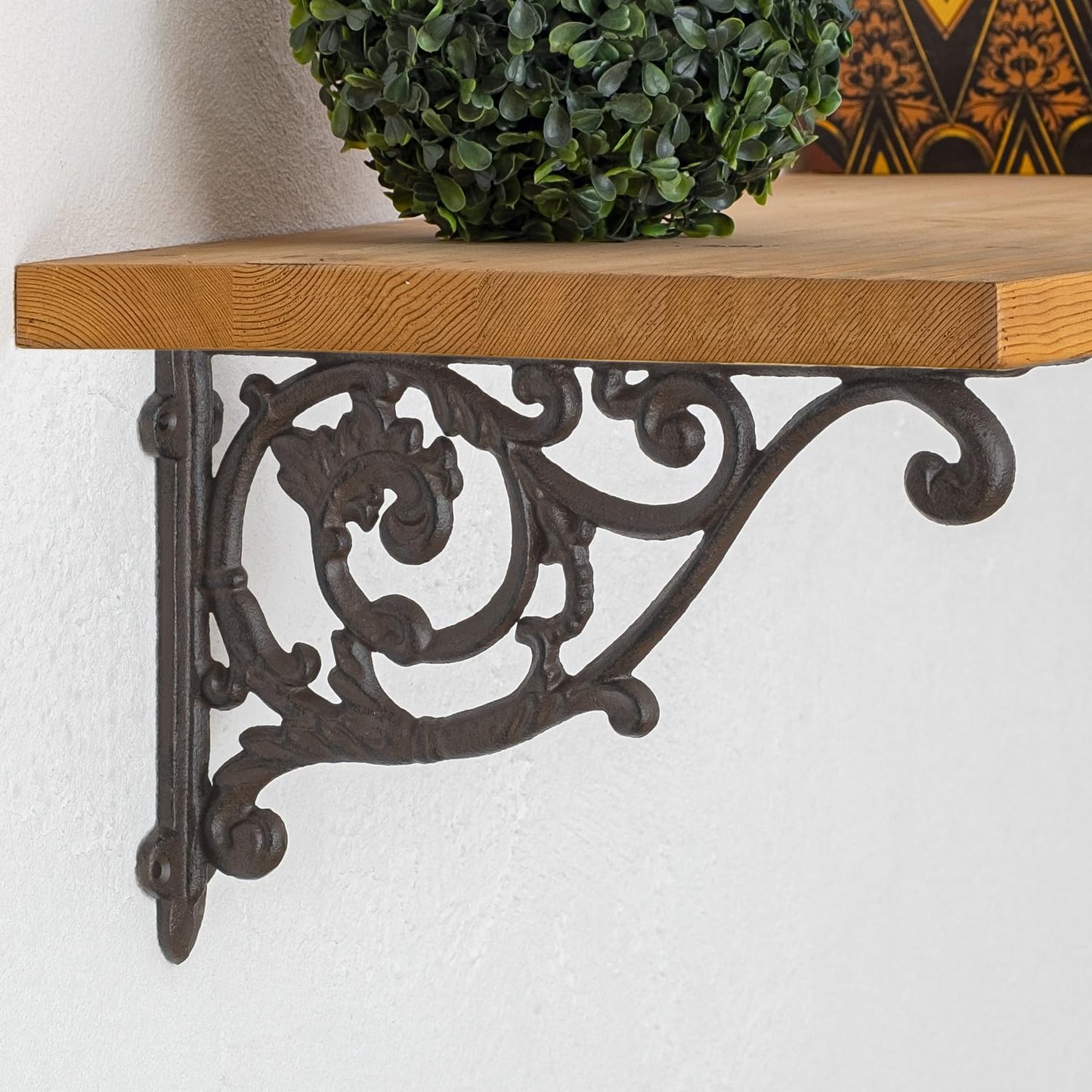 Corner bracket 22 x 33 cm Wall mount Bookshelf bracket Shelf holder set Cast iron Andalusian Antique style Moritz BB-131-BR