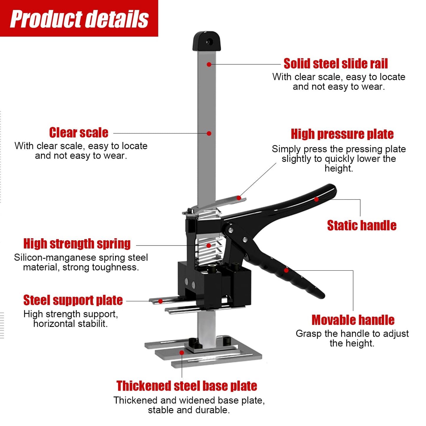 Labor-saving lifter, 2 pieces 38.8cm arm hand tool lifter with scale, up to 240kg tile lifter lifting tool, telescopic support height adjuster, lifter for drywall wall tiles furniture