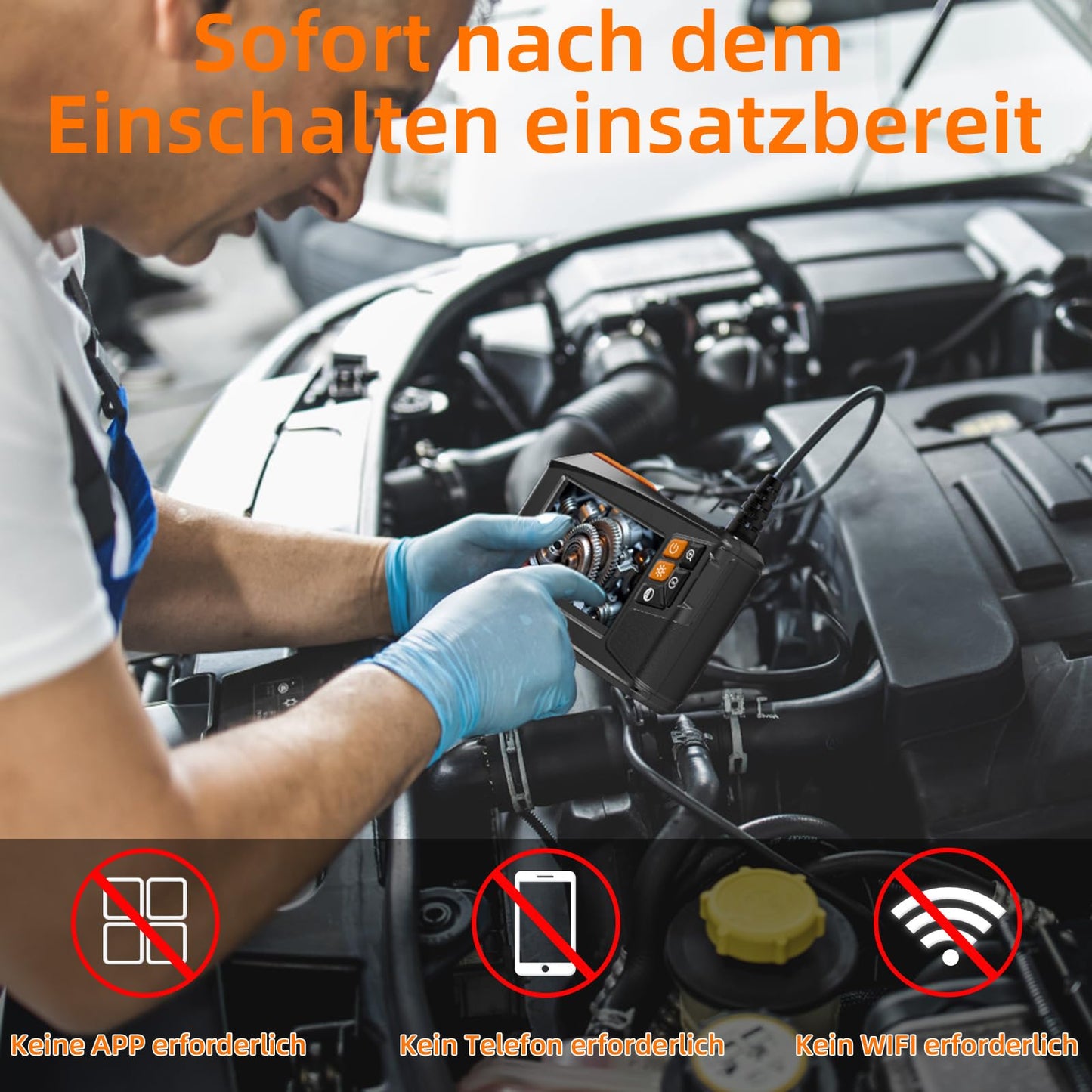 Endoscope camera with light 5m, Ennovor 1080P HD Digital Endoscope with 4.3-inch IPS screen, IP67 Waterproof Pipe Camera with 8 adjustable LEDs, 8mm snake camera inspection camera.