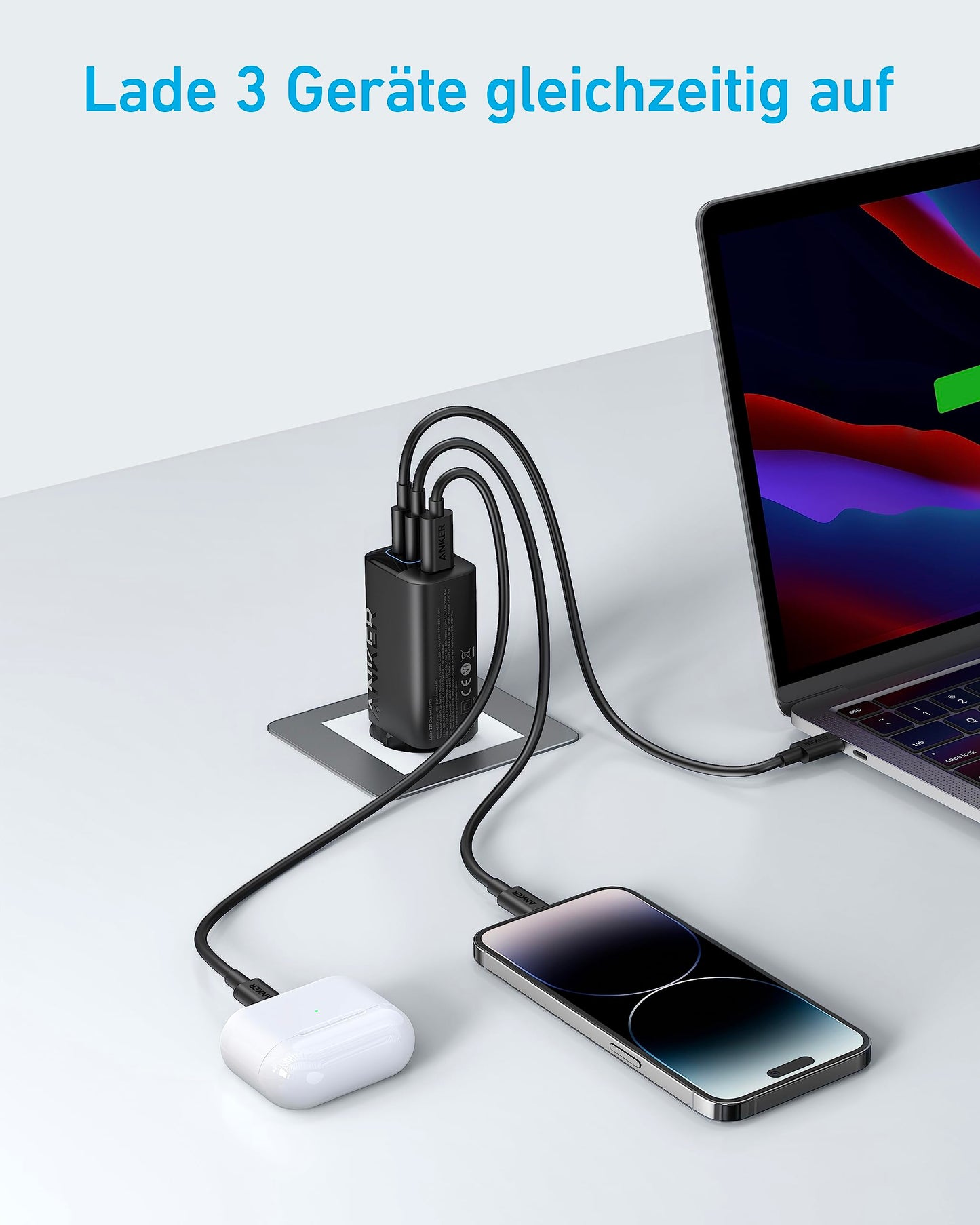 Anker USB C Charger 67W, Anker 335 High-Speed Power Adapter with PIQ 3.0, 3-Port Fast Charger, iPad charger, PD Charger for iPhone 17/16/15 Series, MacBook Pro, iPad, Galaxy, Pixel, and more.
