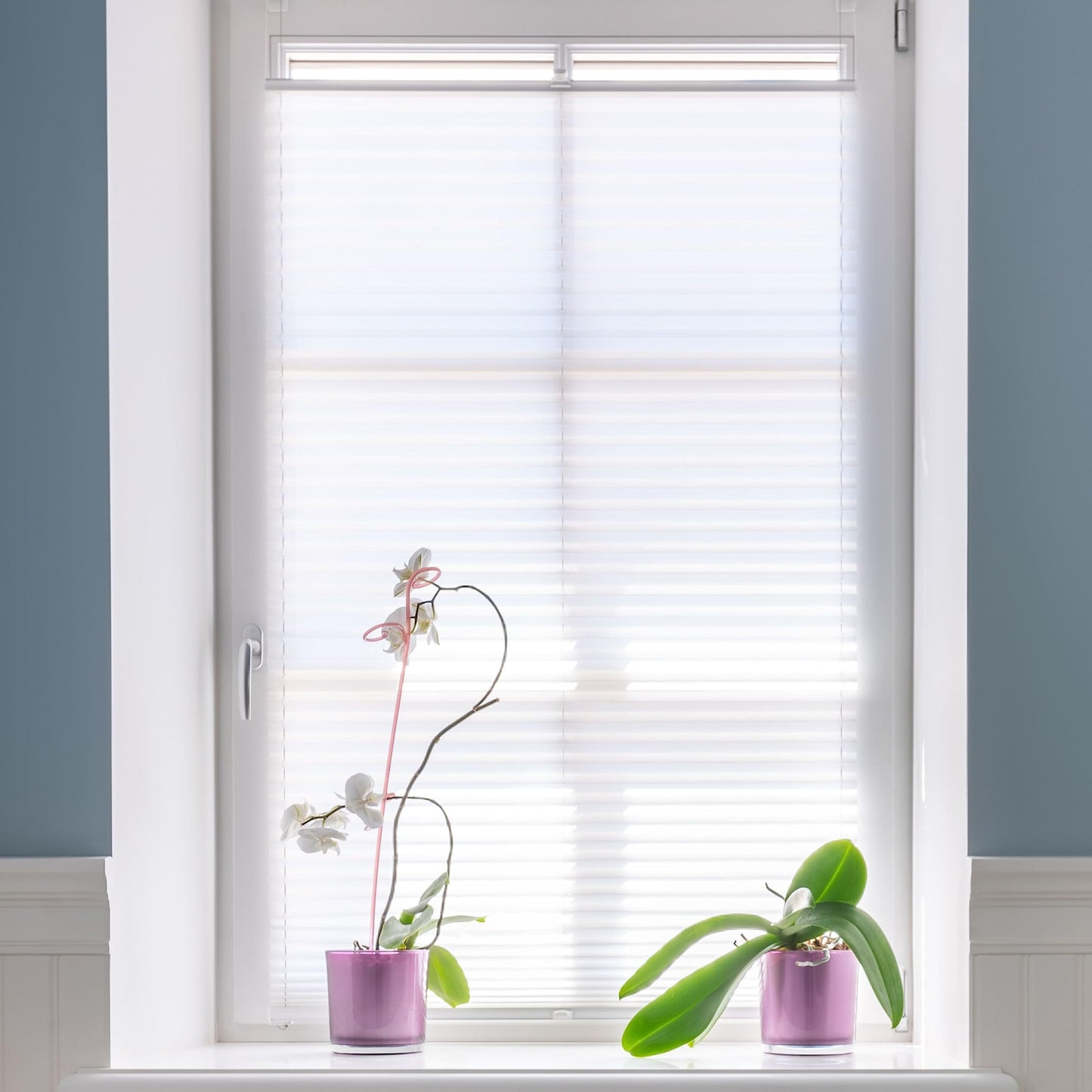 Pleated blind without drilling 35 cm x 200 cm - White - Pleated blind with clamp, roller blinds for windows without drilling, window blinds for indoors, sheer blind, window pleats.