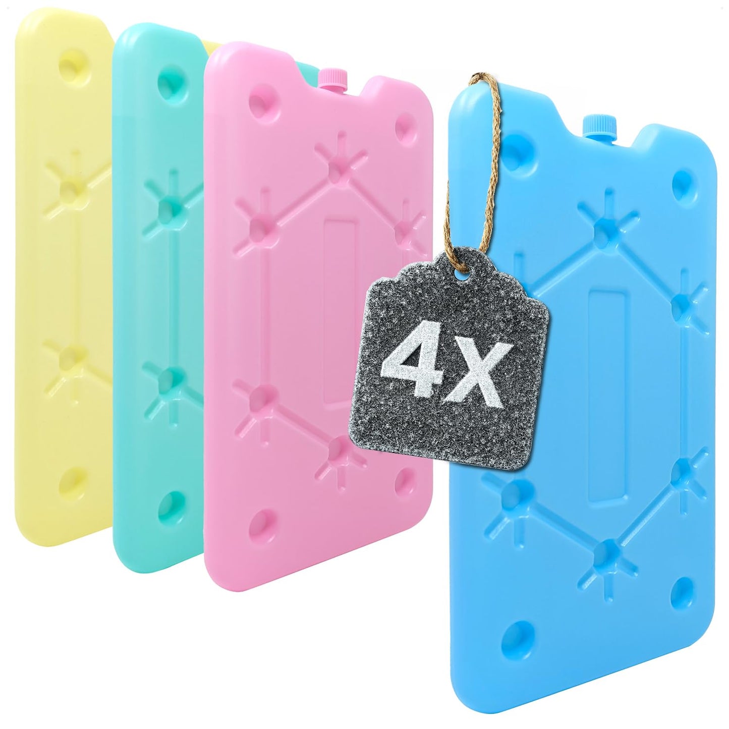 com-four® 4X Extra flat cooling pack - Space-saving and ideal for cool box and cooler bag - Large cooling element (4 pieces - medium)