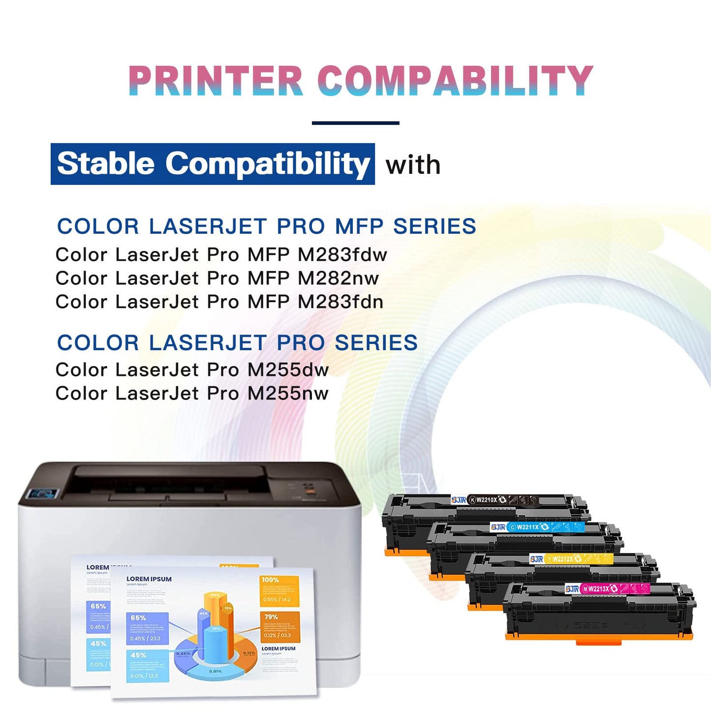 207X 207A Toner Set (WITH CHIP) / Compatible for HP 207X 207A Multipack / Toner for Color Laserjet Pro MFP M283fdw M255dw M282nw M283fdn M255nw / W2210X W2211X W2212X W2213X Black Cyan Yellow Magenta
