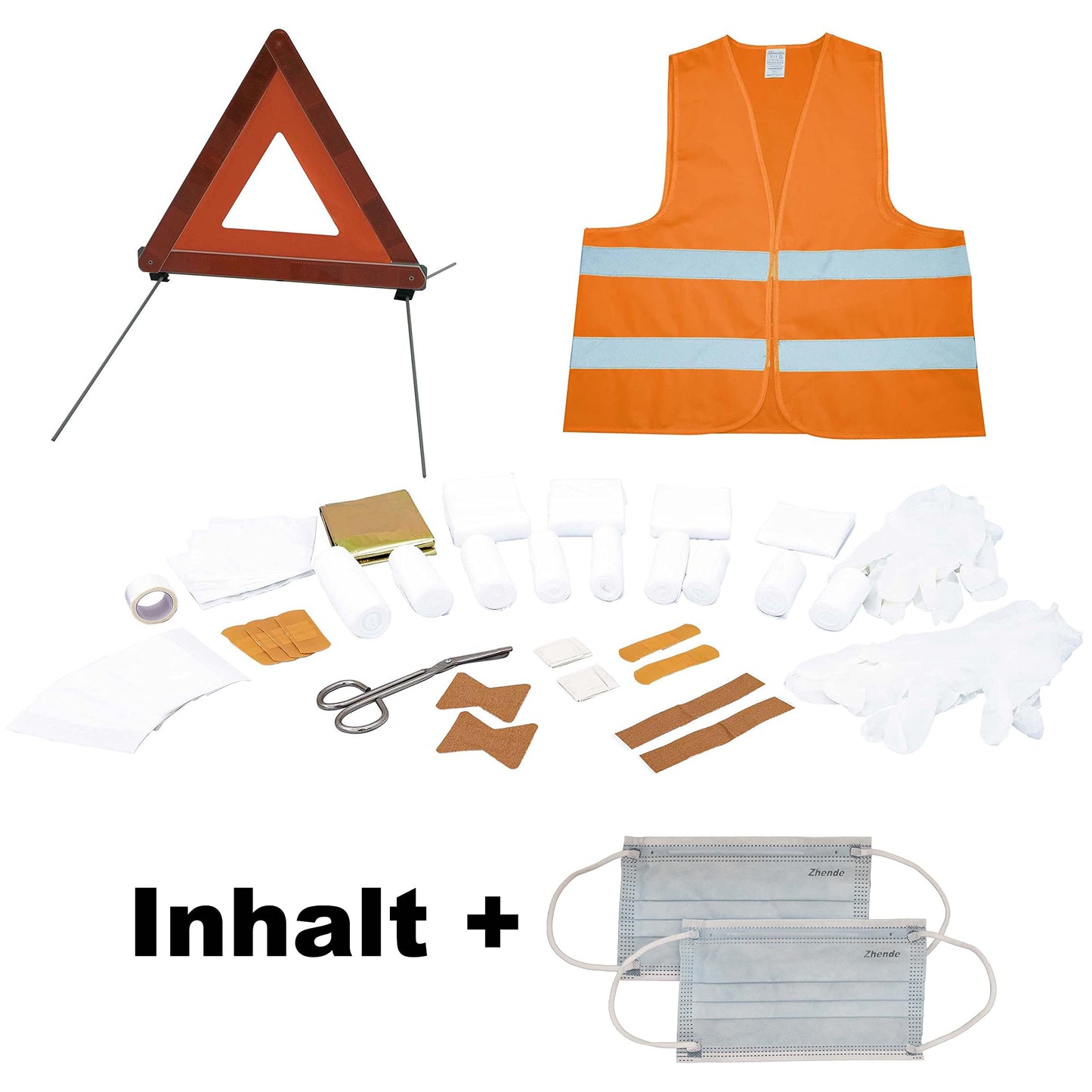 PETEX combination bag PLUS content according to DIN 13164:2022 with reflective vest and warning triangle, black