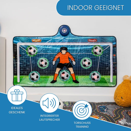 ARZOM - Electro Keeper - Electronic Goal Wall & Soccer Mat with 2 Player Score Counter - Soccer game for indoor & garden - Soccer goal gift for boys & kids - Includes ball & pump