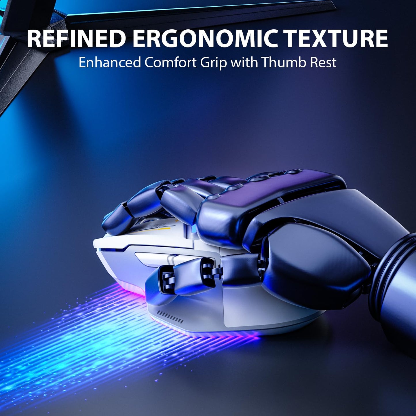 Inphic IN9 Gaming Mouse wireless, real Tri-Mode 2.4G Wireless/Type-C Wired/Bluetooth Mouse, 10k DPI, fully programmable, RGB lighting, Hyperspeed rechargeable wireless mouse for laptop PC.