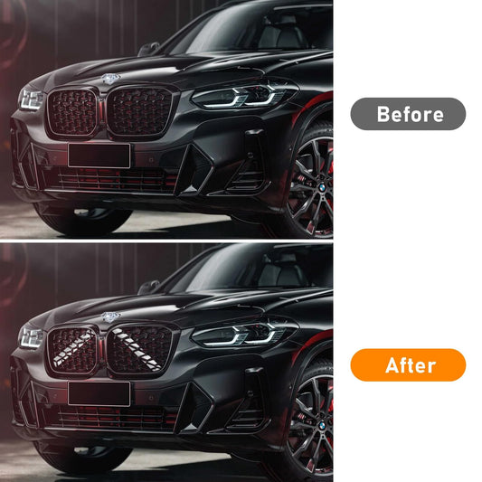 TTCR-II 2PCS Front Grille Insert, Stripe Kidney Grille Inserts Trim Compatible with BMW X3 F25 G01/ X4 F26 G02/ X5 E70 F15 F85 G05/ X6 E71 F16 F86 G06/ X7 G07 Grille Stripes (White)