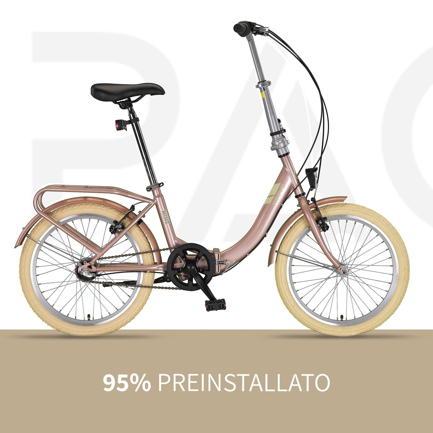 PACTO Nine - Dutch-Style Comfort Folding Bike 27cm Steel Frame Bicycle 20 Inch Nexus 3 Hub Gear Foldable Folding Bike for Adult Men Women