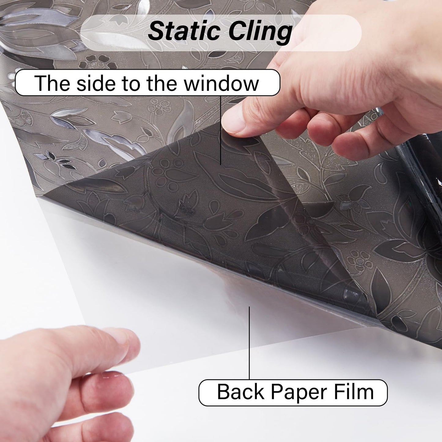 LEMON CLOUD Rainbow Static Cling Window Film, Privacy Window Film, Anti-UV Sun Protection Film for Living Room, Grayblack Tulip - 90x400cm