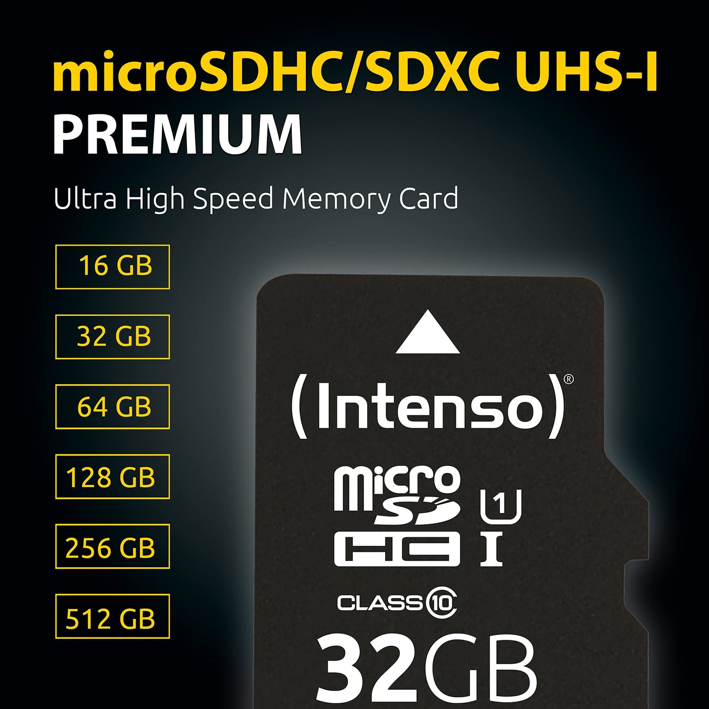 Intenso Premium microSDXC 256GB Class 10 UHS-I Memory Card with SD adapter (up to 90 MB/s), black