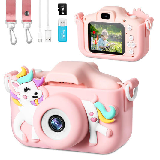 BNEHHOV Kids Camera 2.0-inch Screen 1080P Children's Camera with 32GB SD Card Selfie Digital Camera for Boys and Girls for Christmas Toy