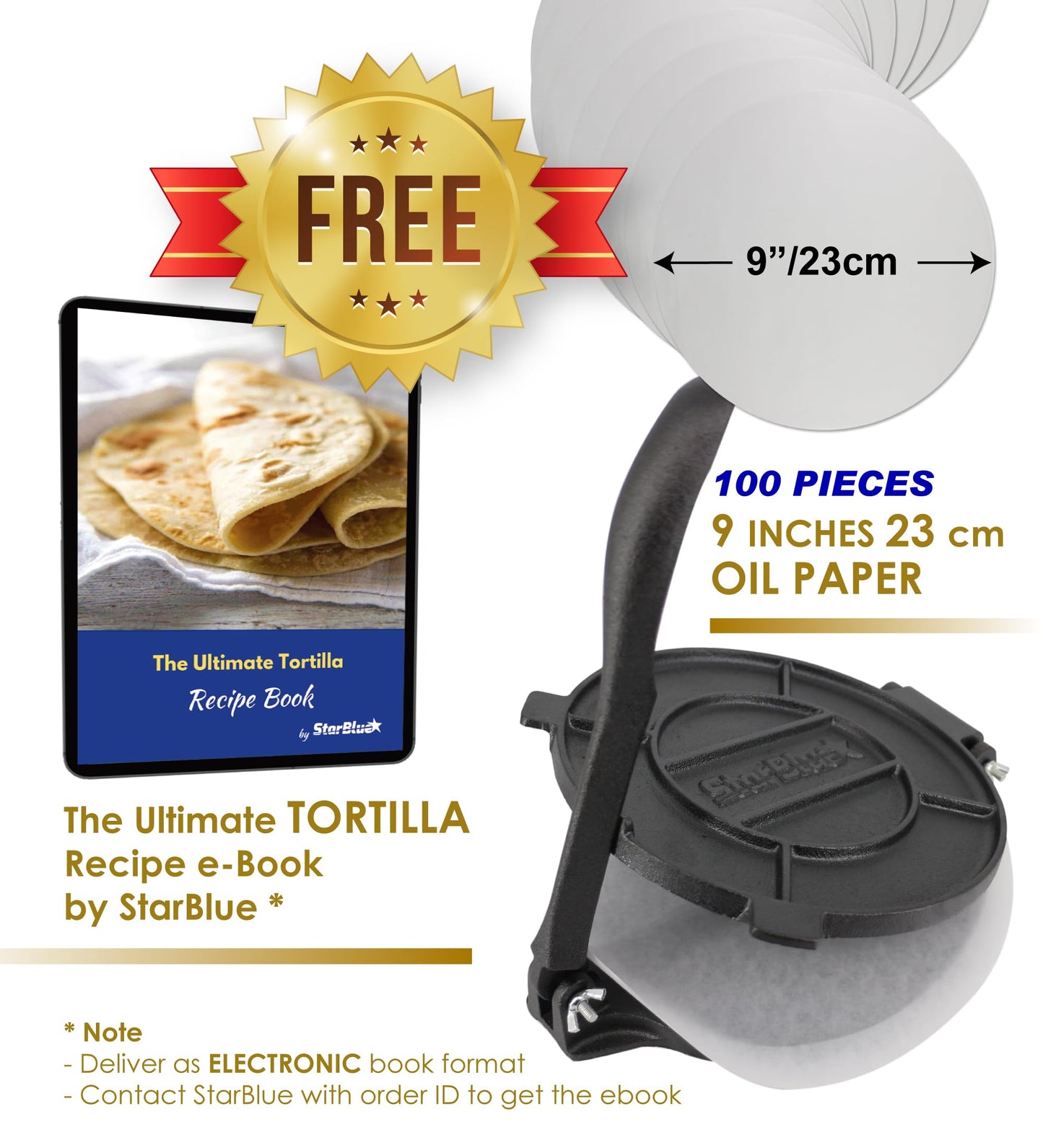 8-inch cast iron tortilla press