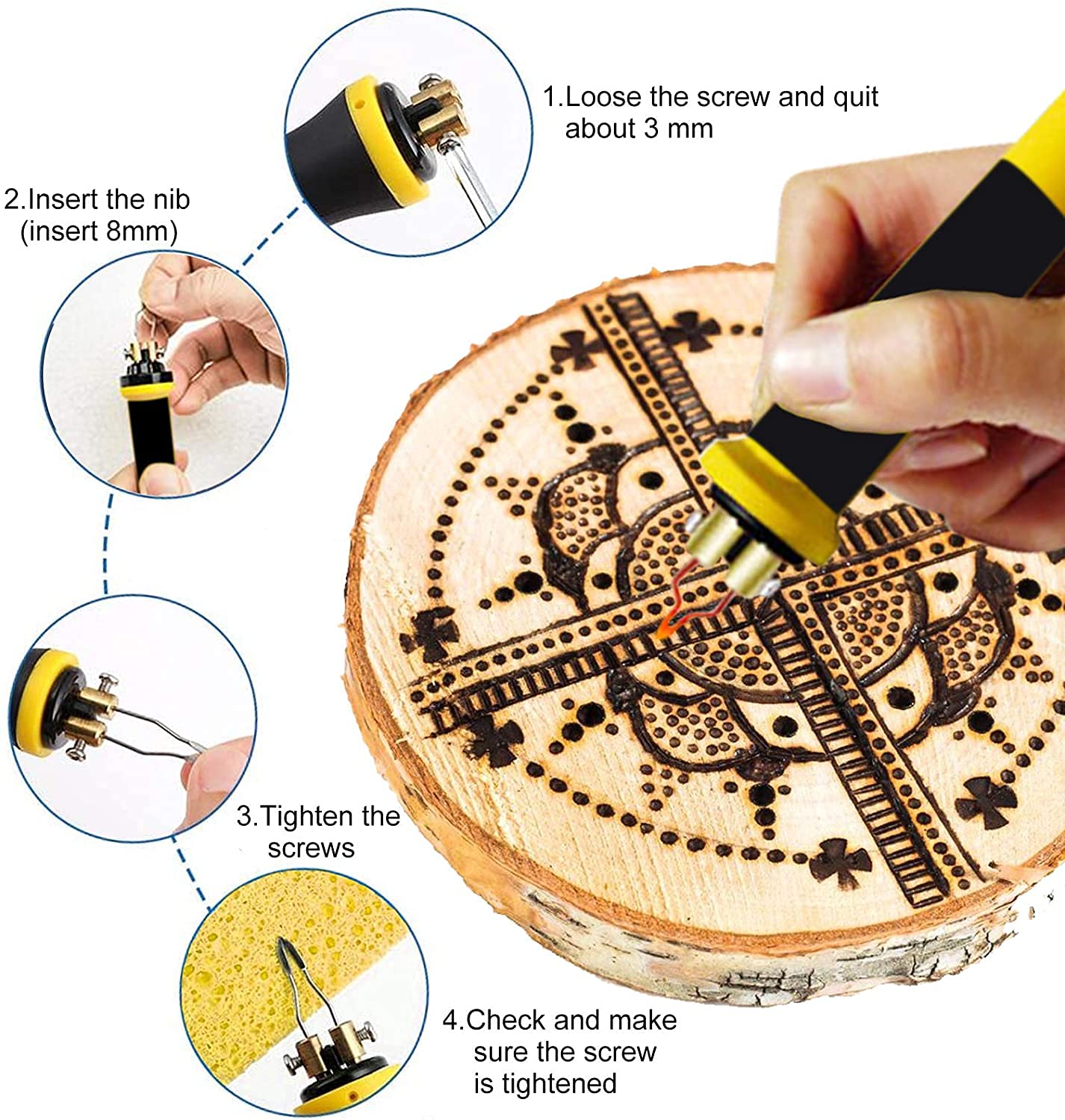 Wood burning tools, digital display pyrography station wood burner with 2 professional branding pens 20 wire tips 60W Includes gift bag