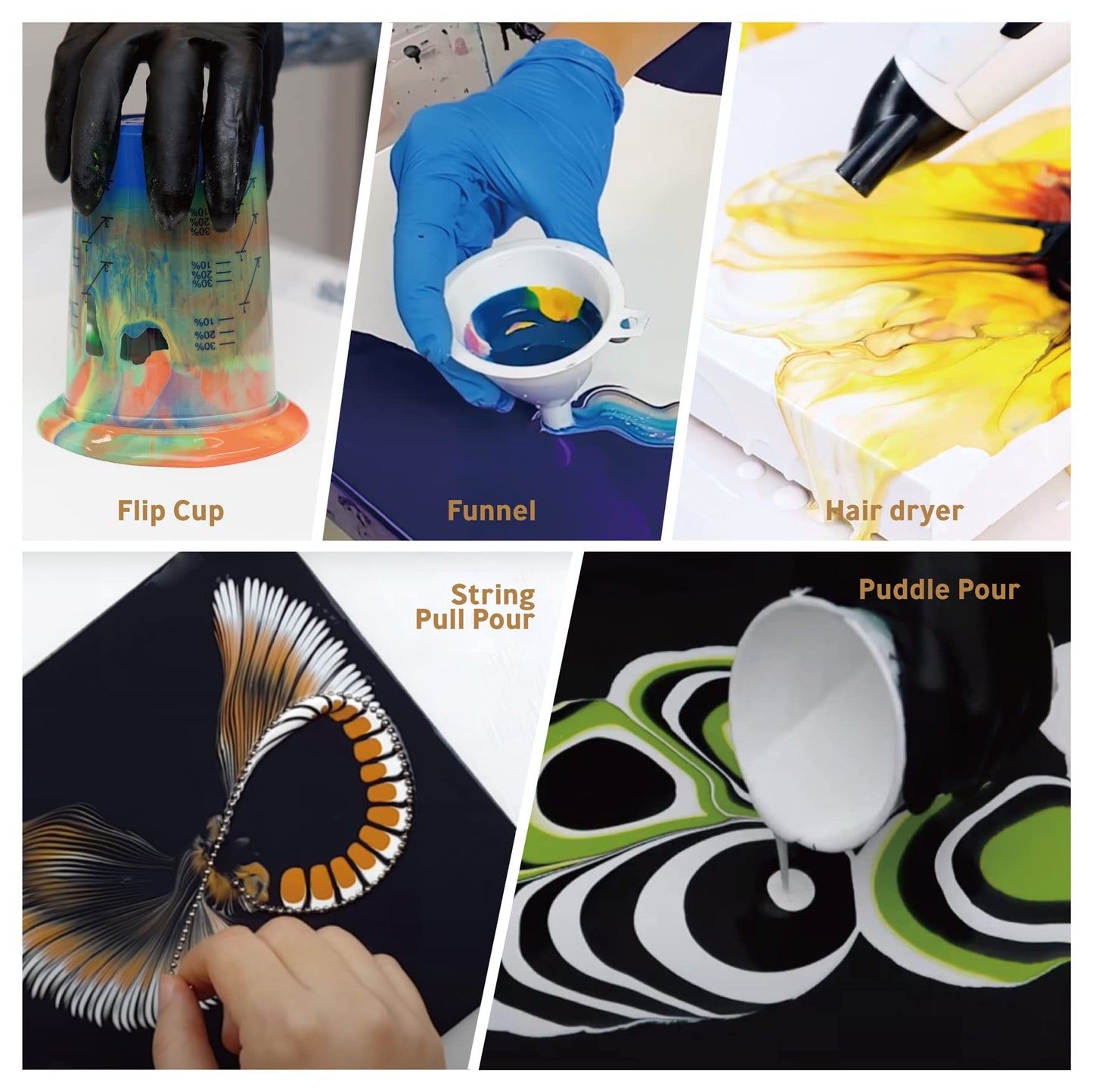 INK LAB Pouring Acrylic Paint Set 34 Colors Liquid Pouring Paint with Silicone Oil 60ml Bottles Pre-mixed Acrylic Pouring for Canvas Wood Paper Glass Stone Ceramic Tiles
