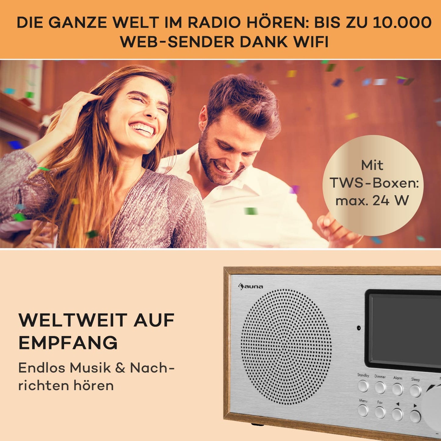 Auna radio, portable internet radio, DAB with Bluetooth, DAB/DAB+/FM with stereo speakers, kitchen radio with HCC display, small digital radio, DAB Plus radio with remote control.
